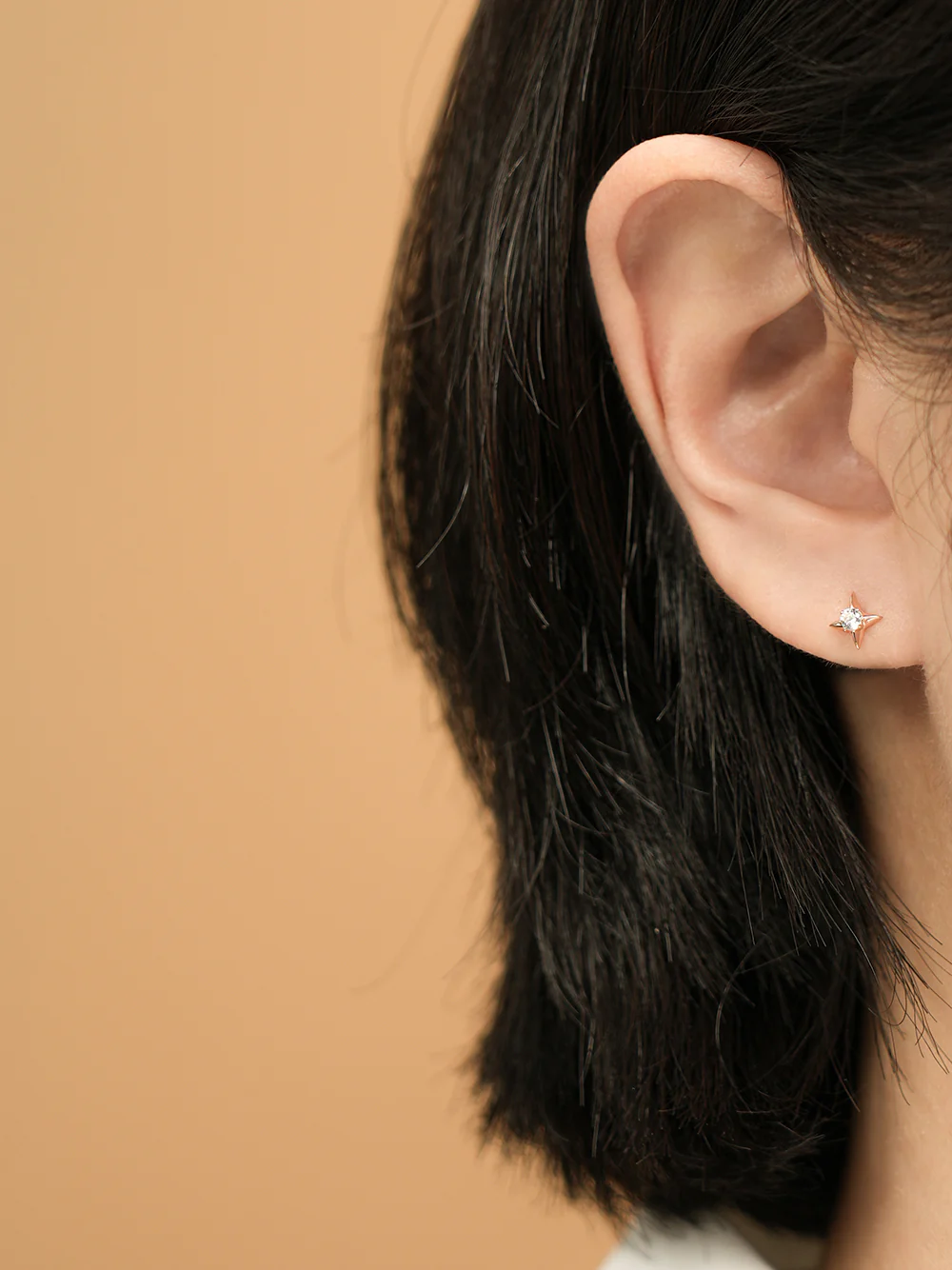14K Gold Stud Cubic Cartilage Earring 20G18G16G - Image 2