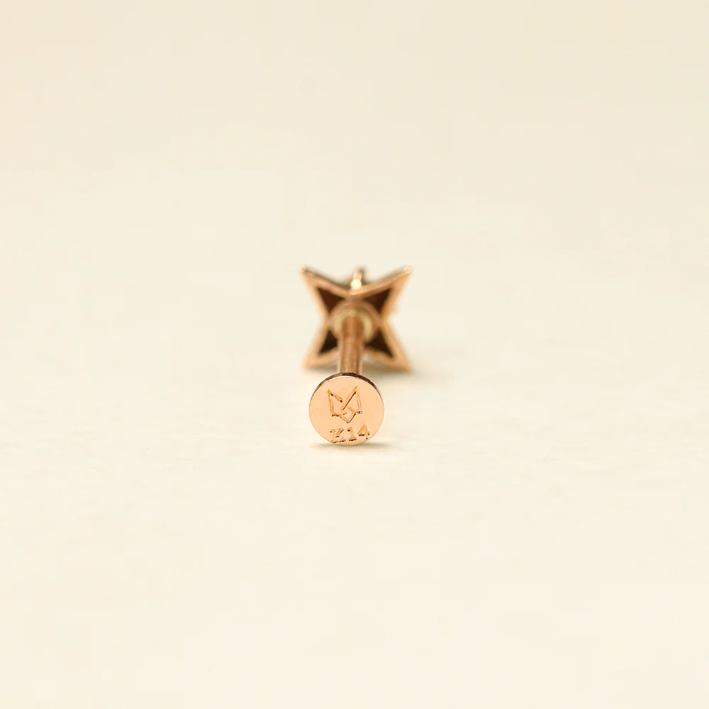 14K Gold Stud Cubic Internally Threaded Labret Piercing 18G16G - Image 12