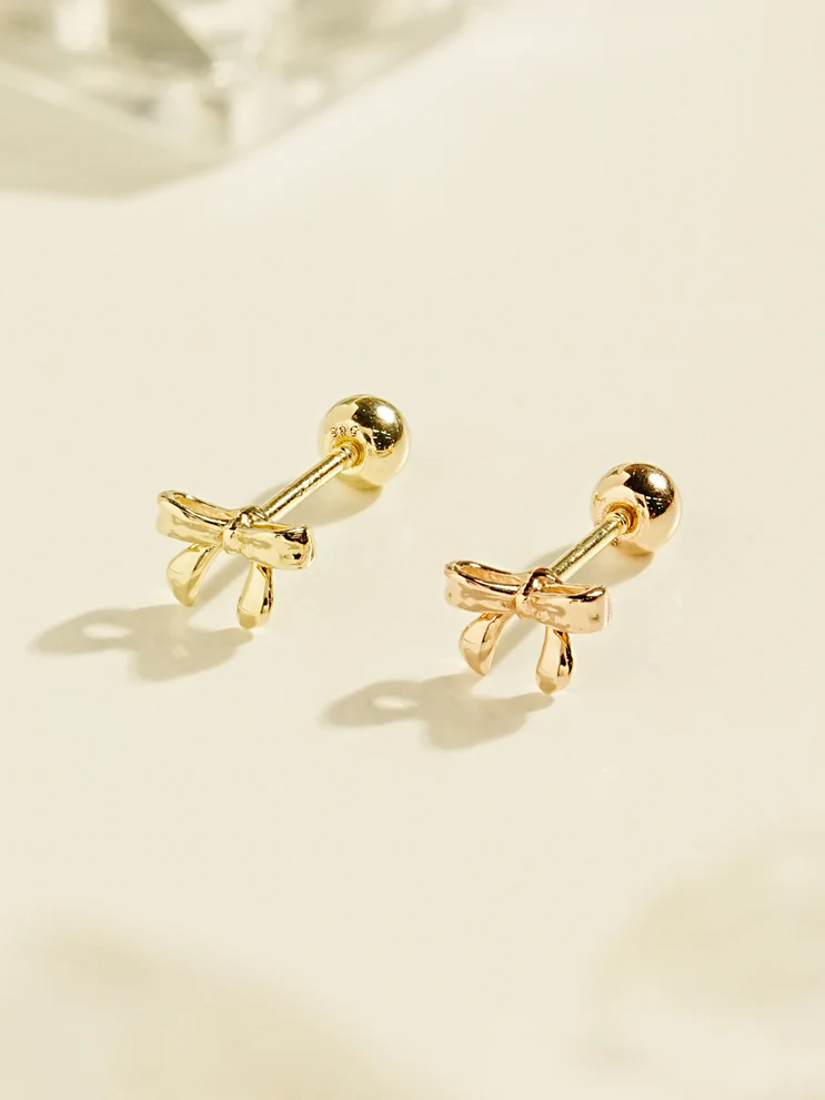 14K Gold Sweet Ribbon Cartilage Earring 20G18G16G