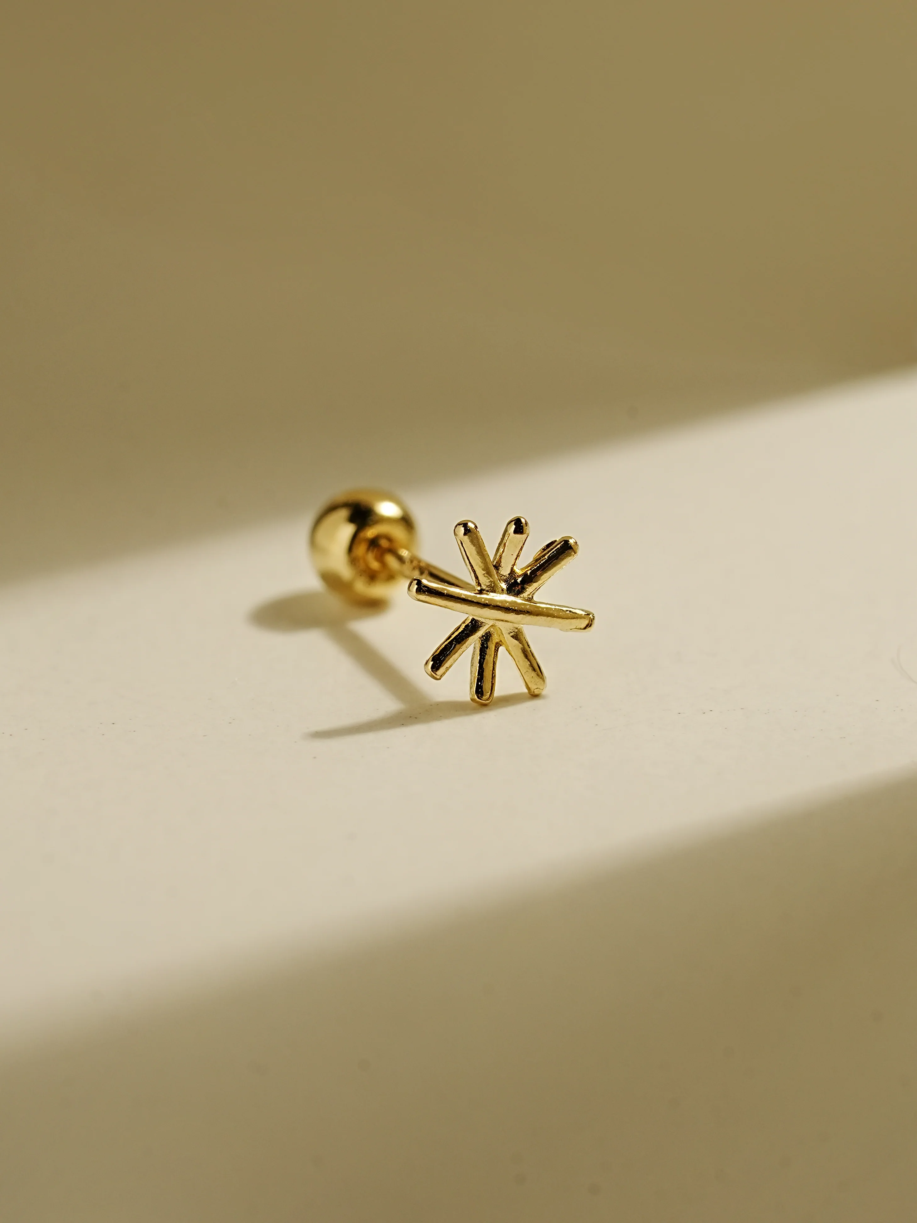 14K Gold Swing Snow Cartilage Earring 20G - Image 3
