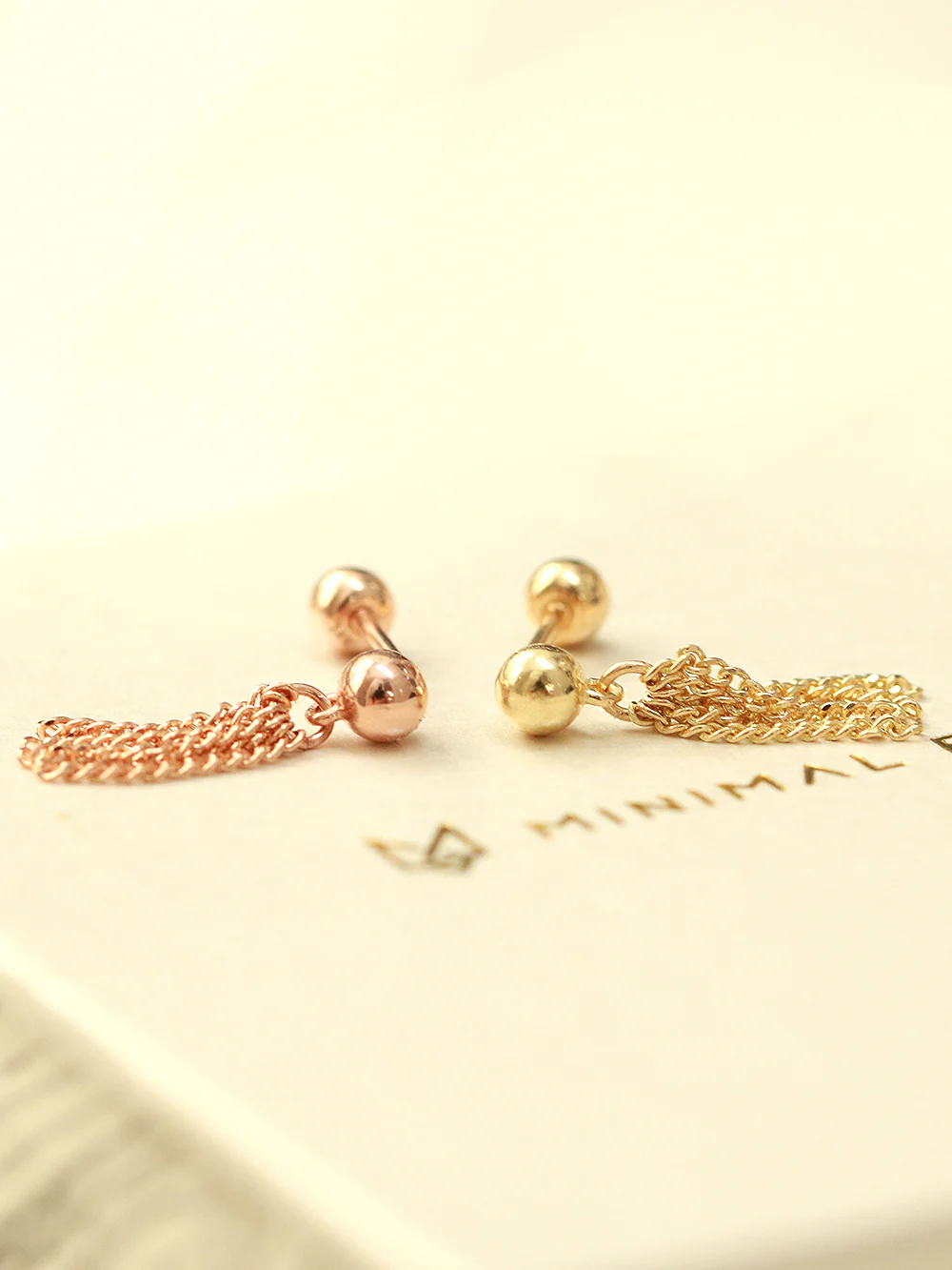 14K Gold Tassel Ball Cartilage Earring 20G18G - Image 8