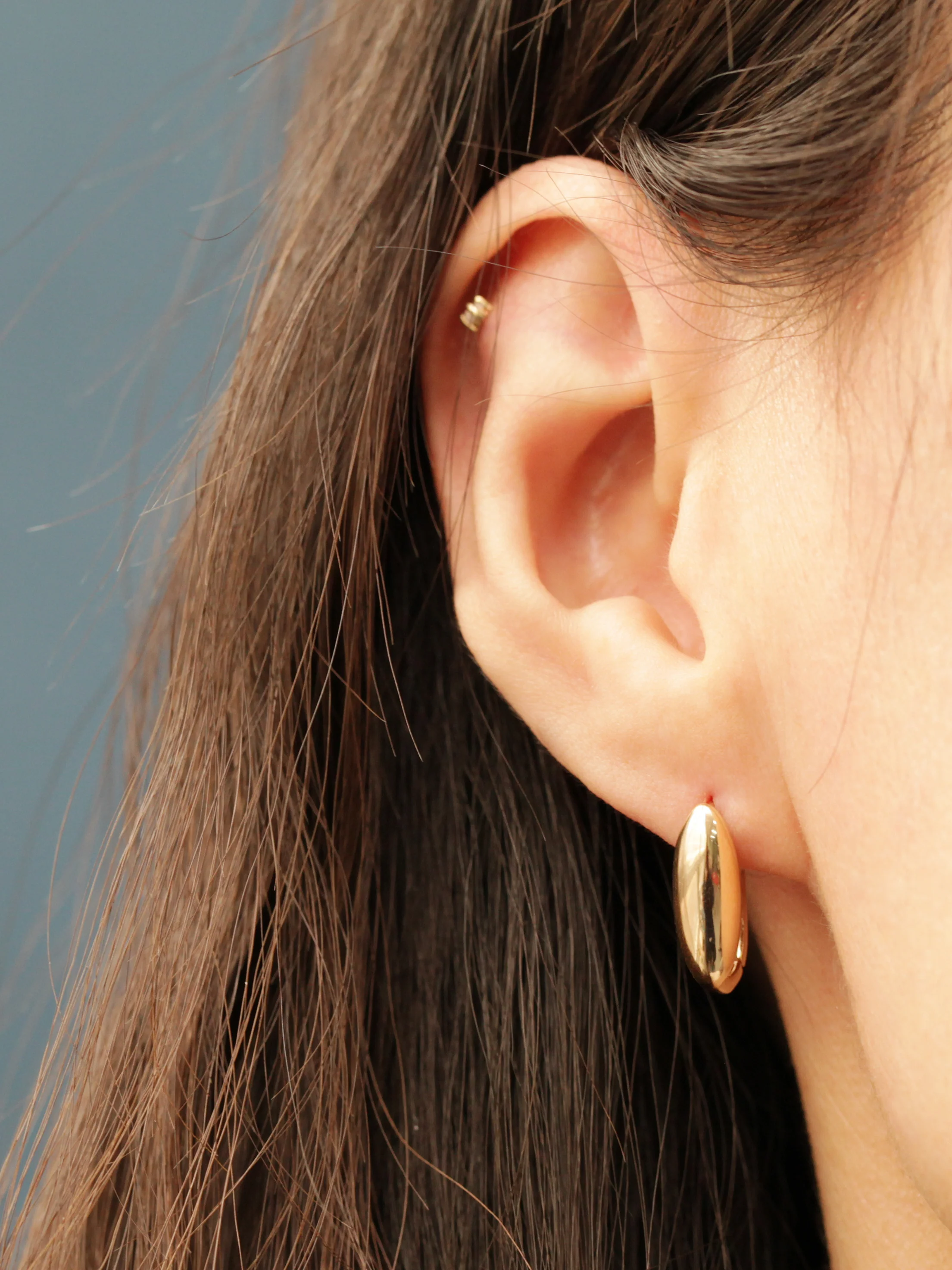 14K Gold Tear Drop Hoop Earring - Image 6