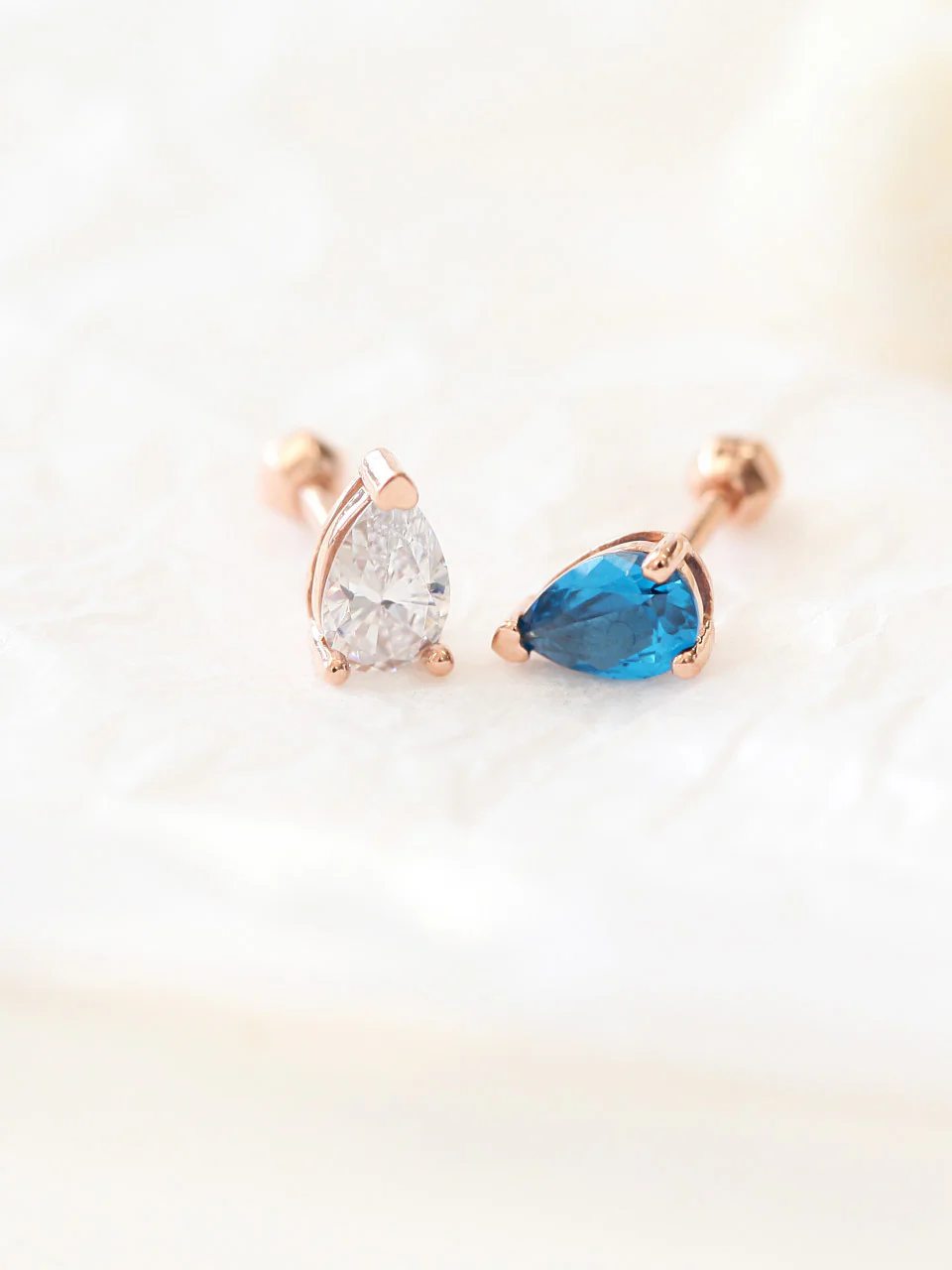 14K Gold Teardrop Cartilage Earring Large 18G16G - Image 4