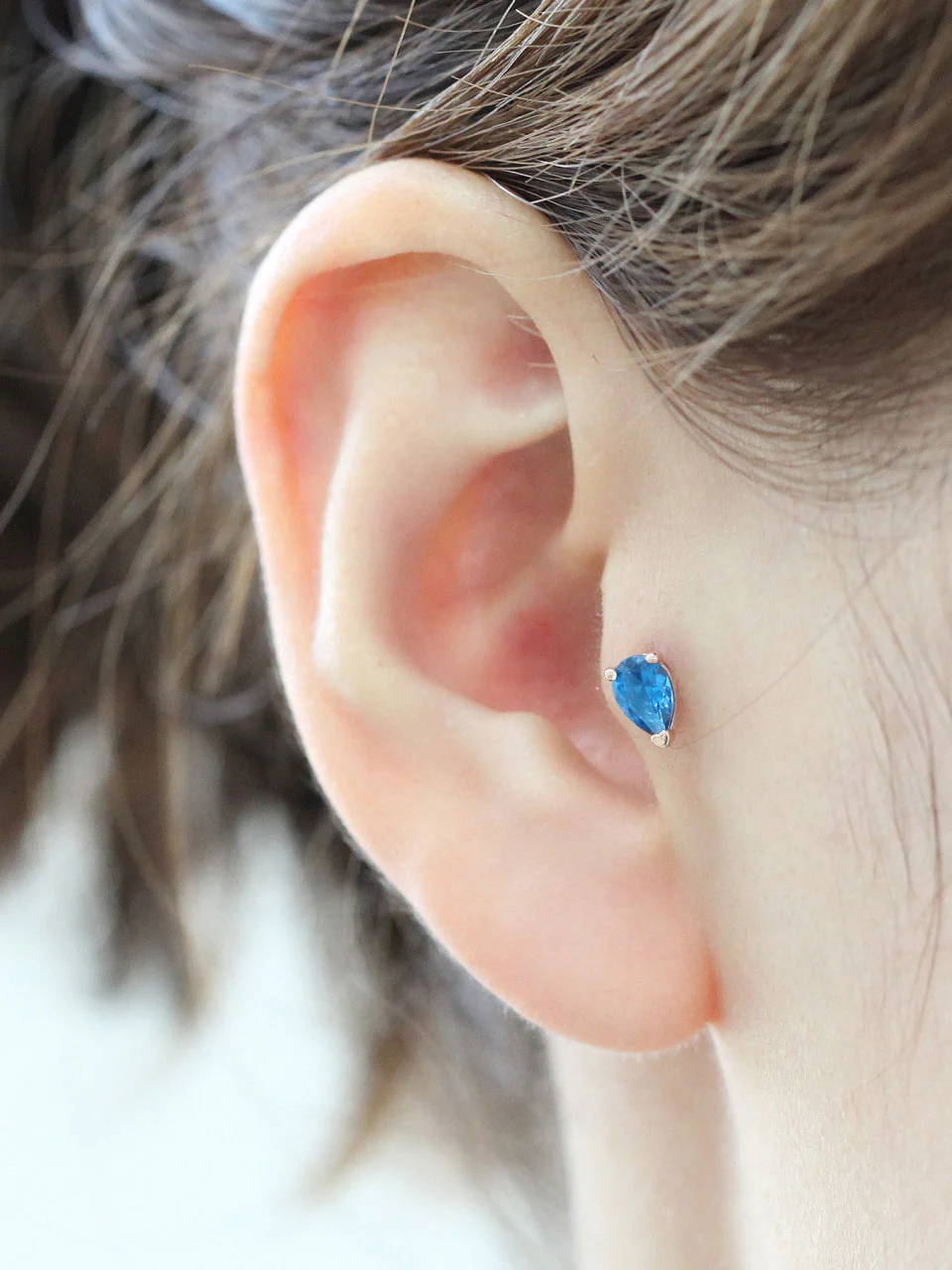 14K Gold Teardrop Cartilage Earring Large 18G16G - Image 9