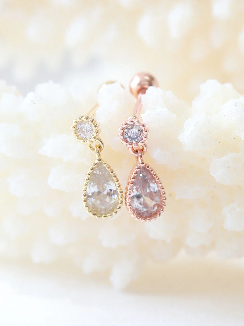 14K Gold Teardrop Cubic Cartilage Earring 20G - Image 3
