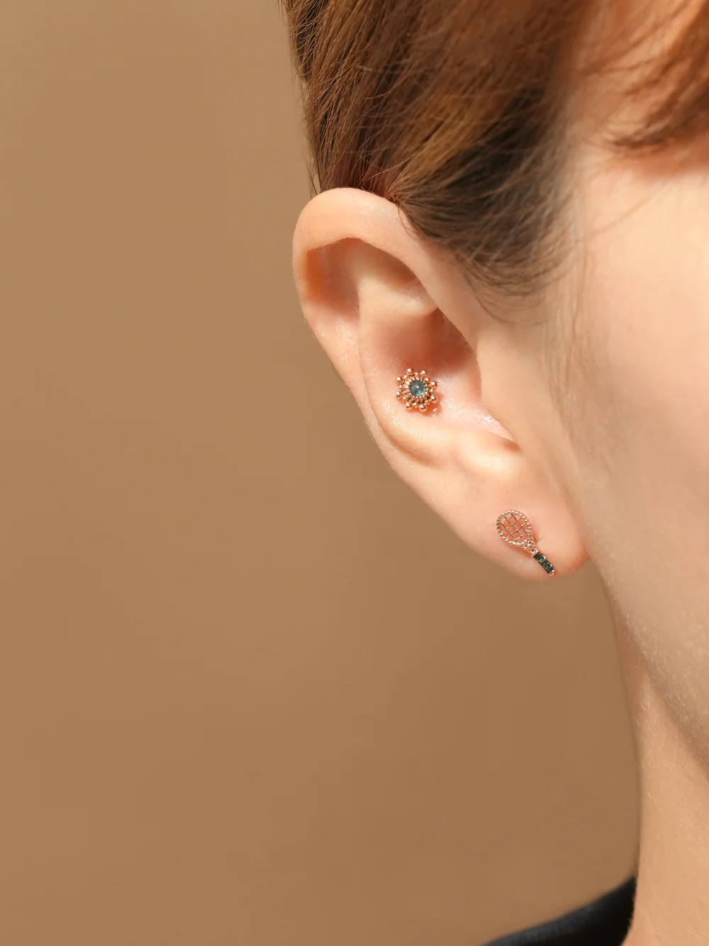 14K Gold Tennis Cartilage Earring 18G - Image 4