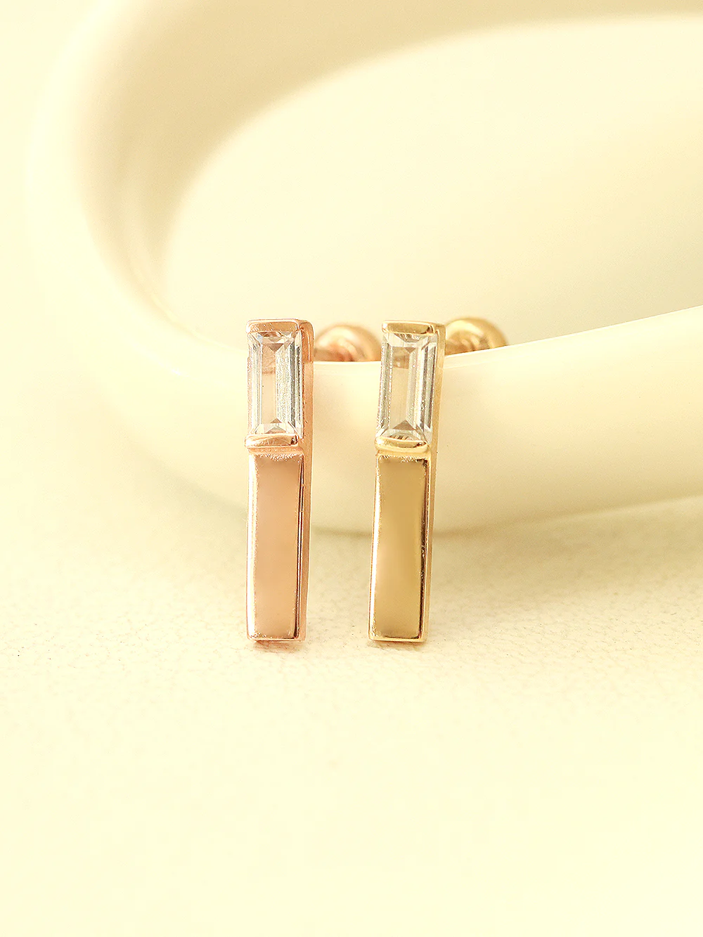14K Gold Tepa Cubic Stick Cartilage Earring 20G18G