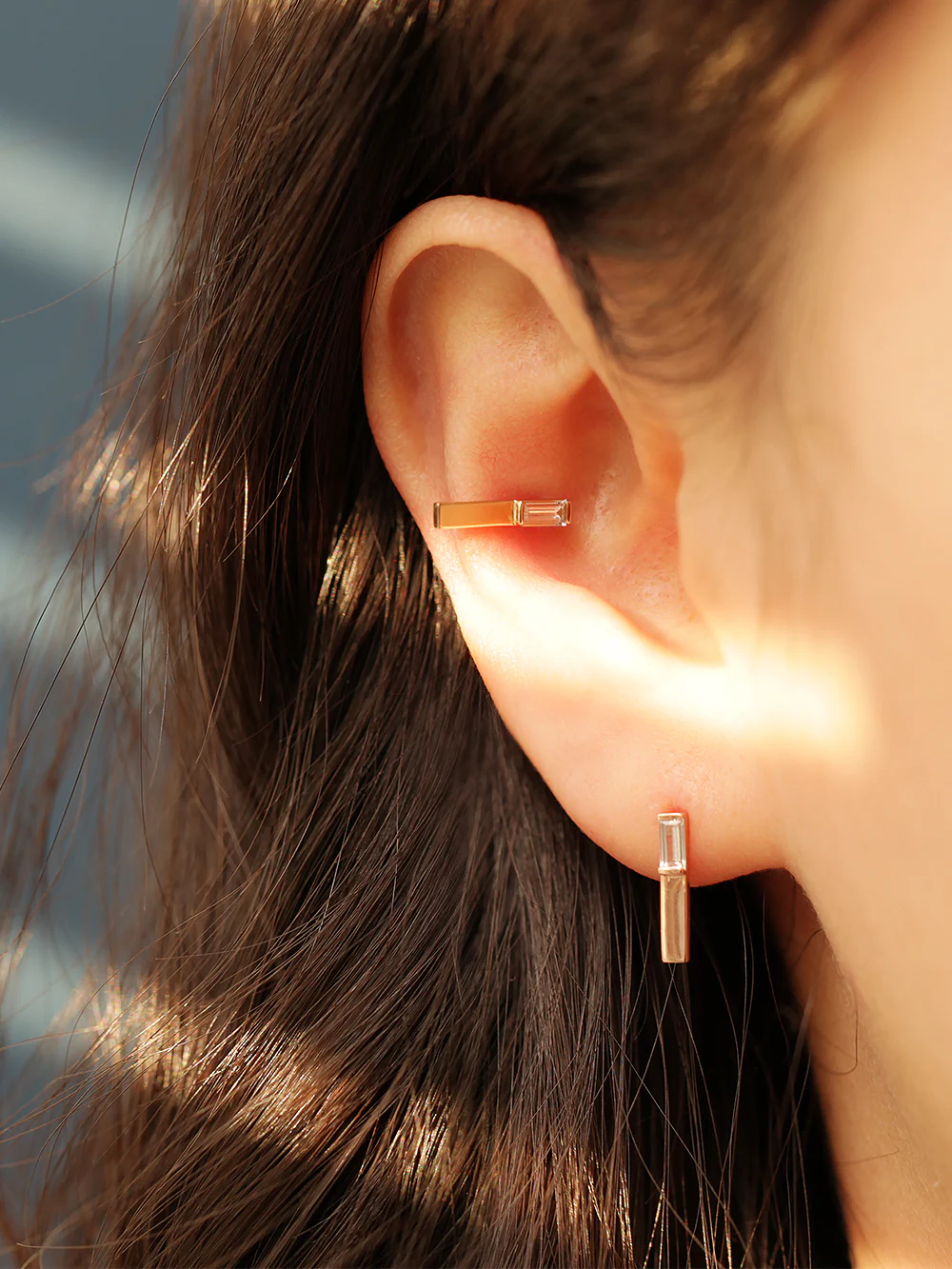 14K Gold Tepa Cubic Stick Cartilage Earring 20G18G - Image 10