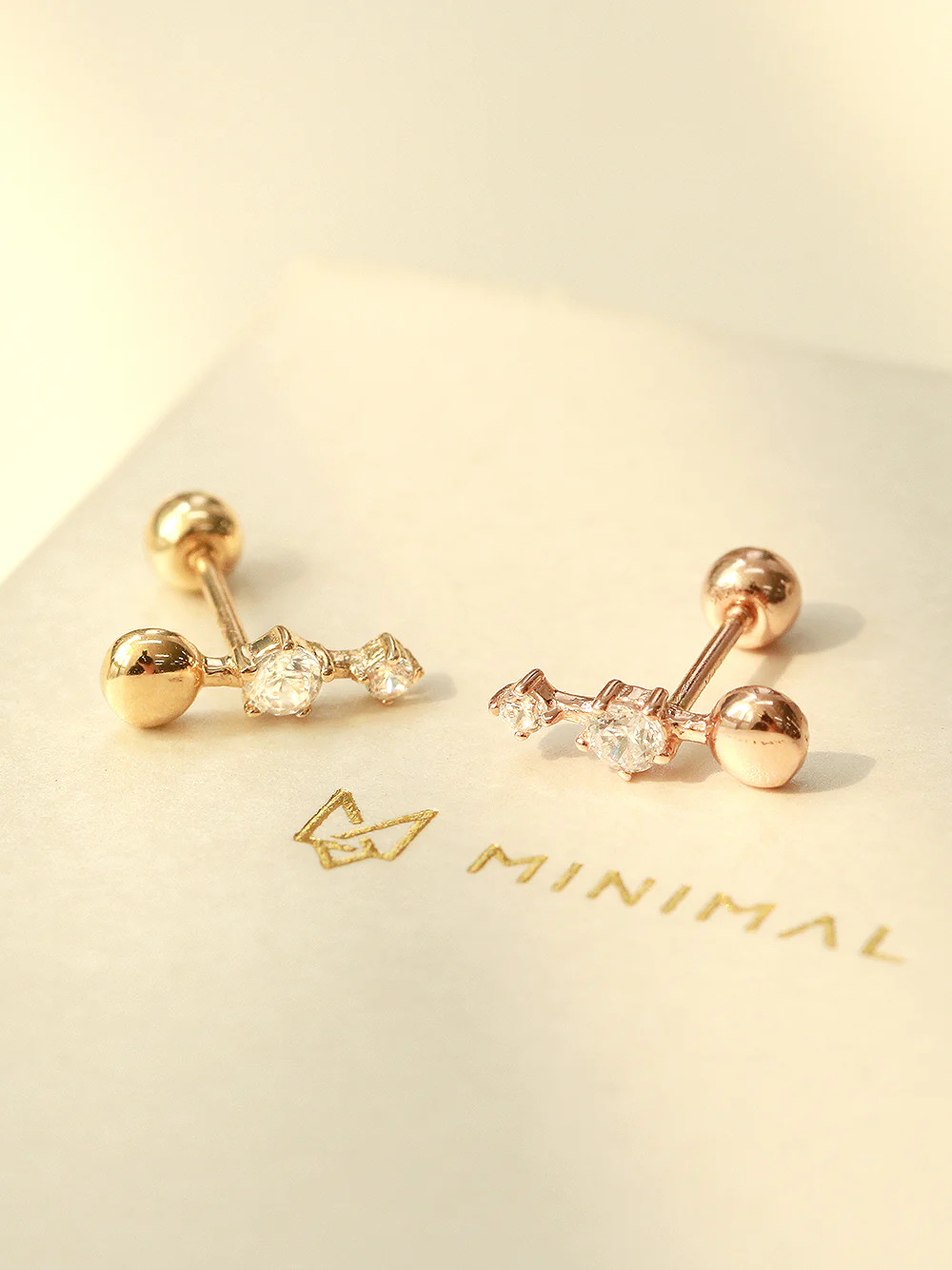 14K Gold Ball Cubic Bar Cartilage Piercing Earring 20G18G16G - Image 6