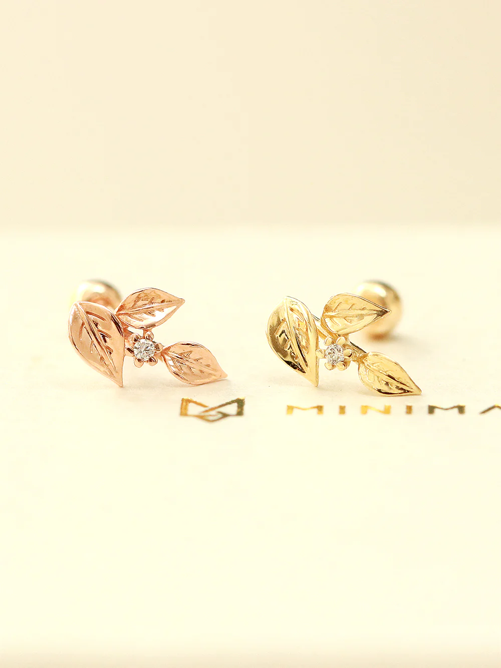 14K Gold Three Leaves Cartilage Earring 20G - Image 10