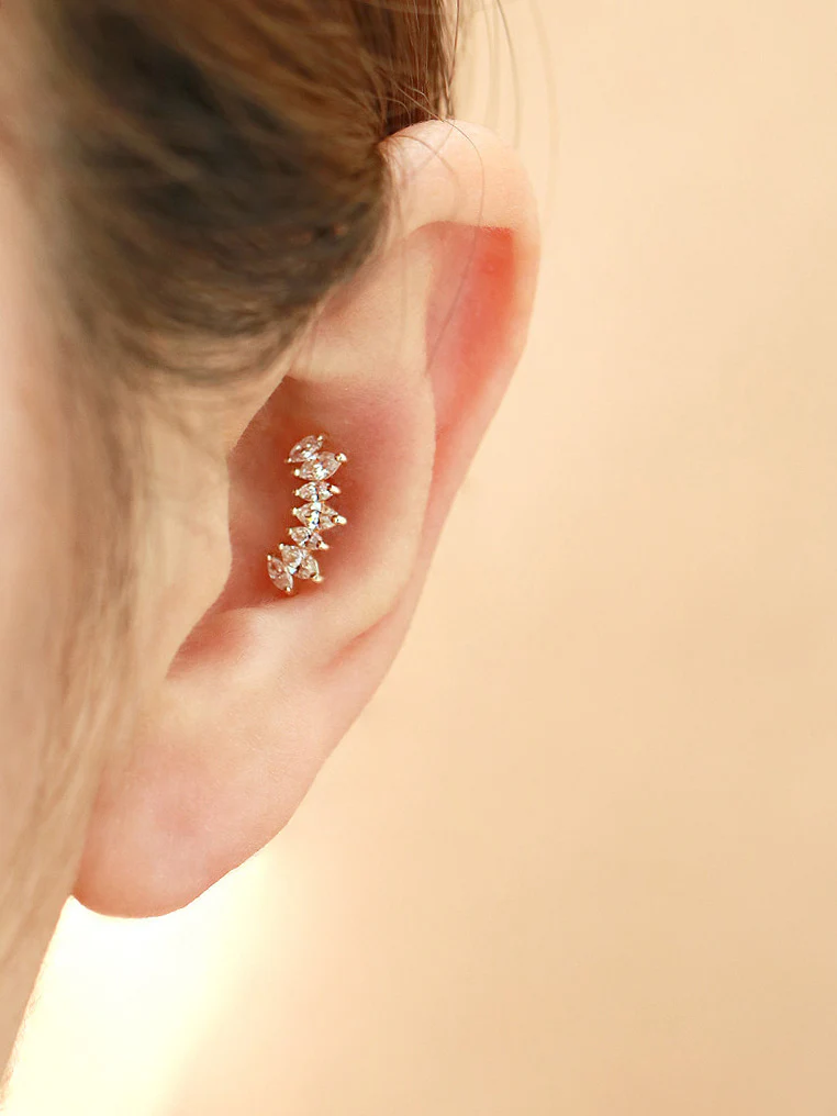 14K Gold Tiara Cartilage Earring 20G