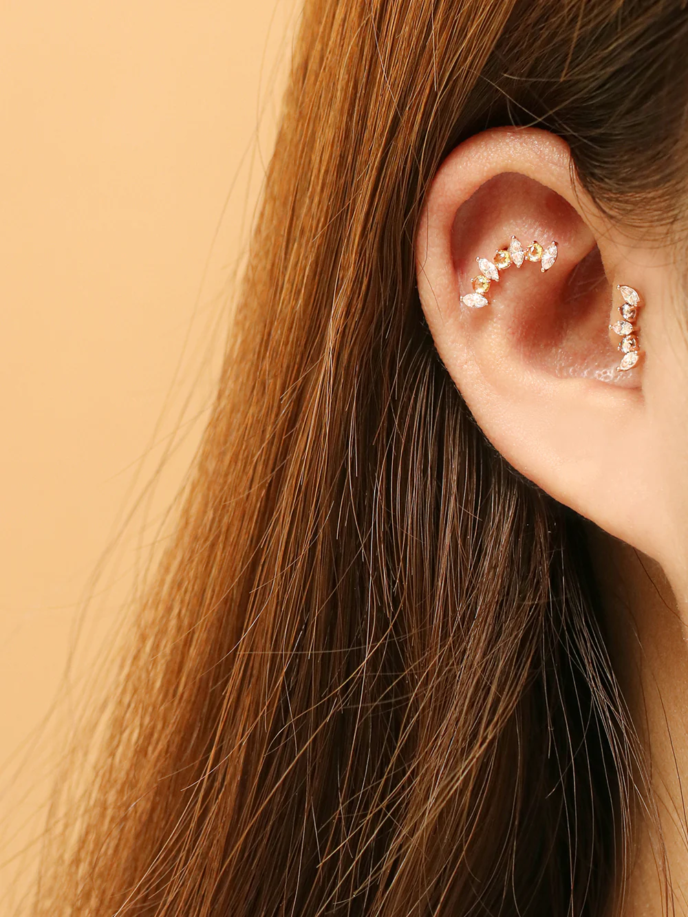 14K Gold Tiara Rose-cut Cubic Cartilage Earring 20G18G16G - Image 14