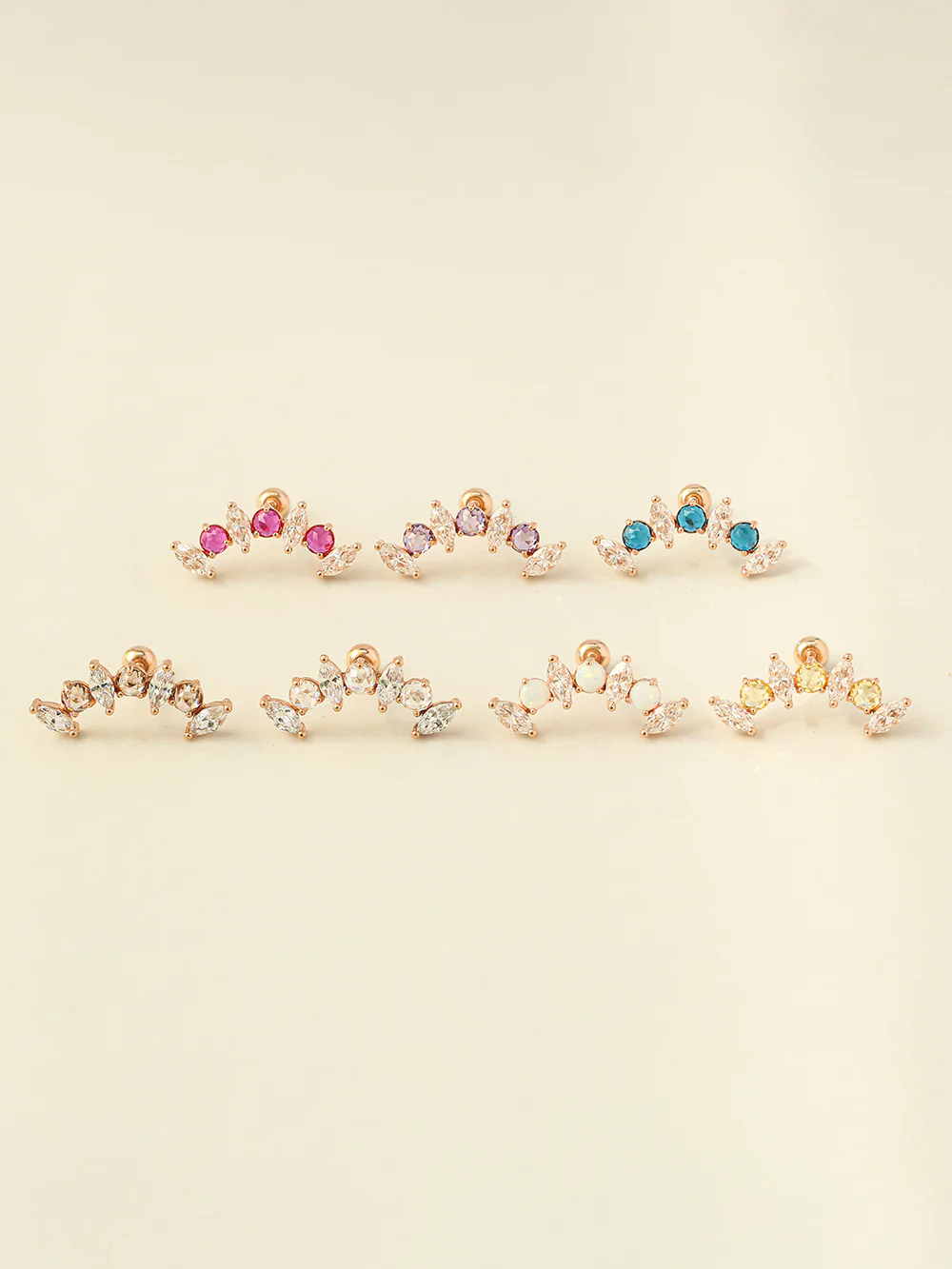 14K Gold Tiara Rose-cut Cubic Cartilage Earring 20G18G16G - Image 17