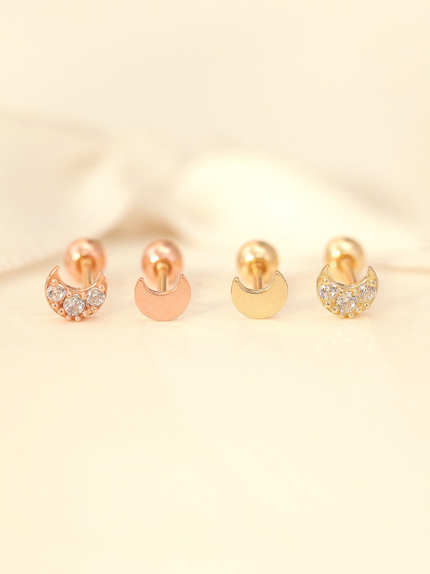 14K Gold Tiny Crescent Cartilage Earring 20G - Image 7