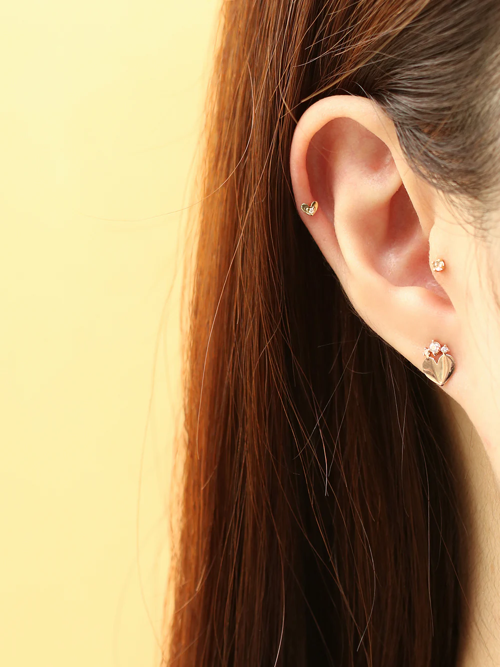 14K Gold Tiny Cubic Star and Heart Cartilage Earring 20G18G16G - Image 4