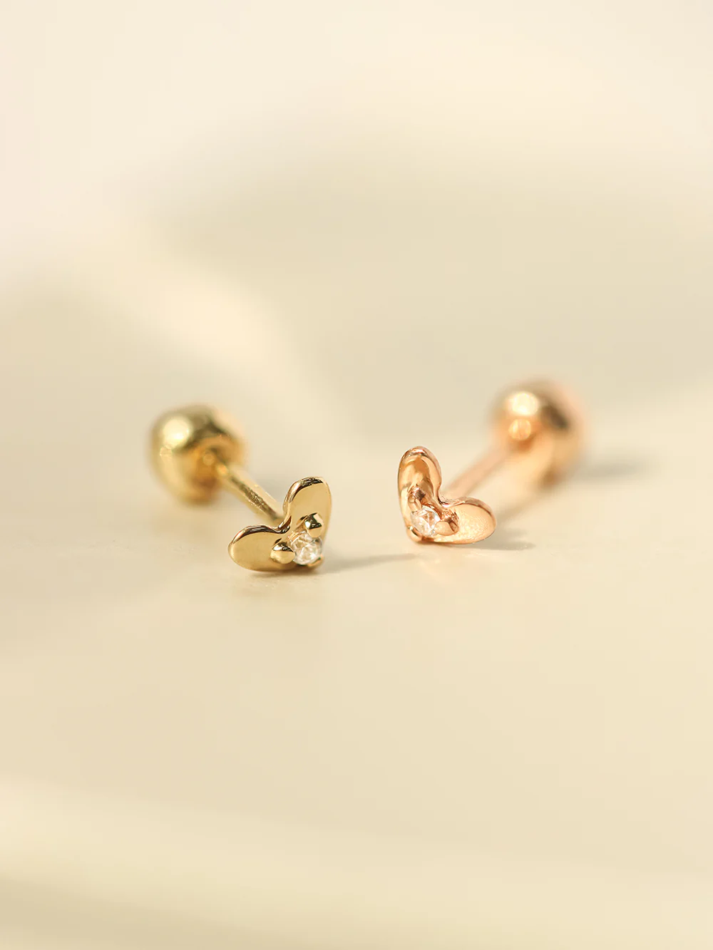 14K Gold Tiny Cubic Star and Heart Cartilage Earring 20G18G16G - Image 9