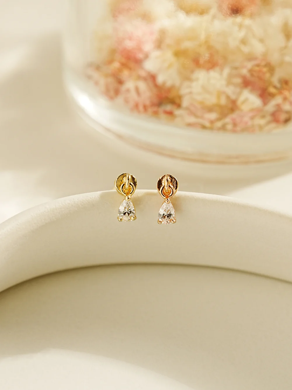 14K Gold Tiny Tear Cubic Drop Cartilage Earring 20G - Image 5