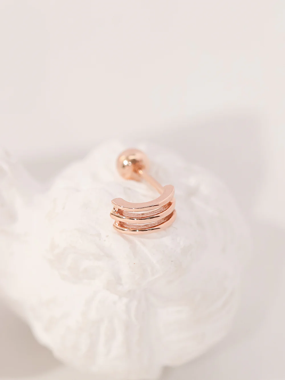 14K Gold Tiny Triple Lines Cartilage Earring 20G18G16G - Image 7