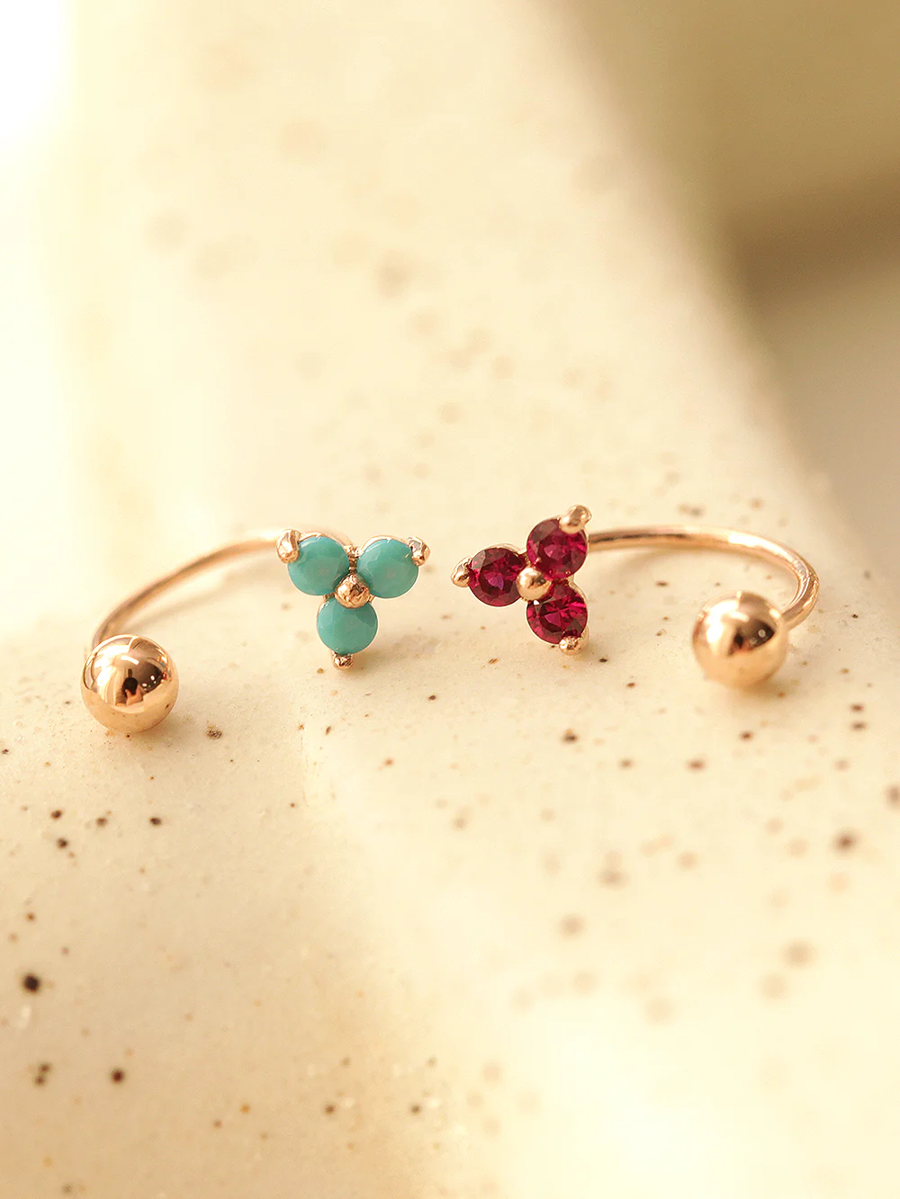 14K Gold Triangle Cubic Ball Curve Piercing 20G - Image 10