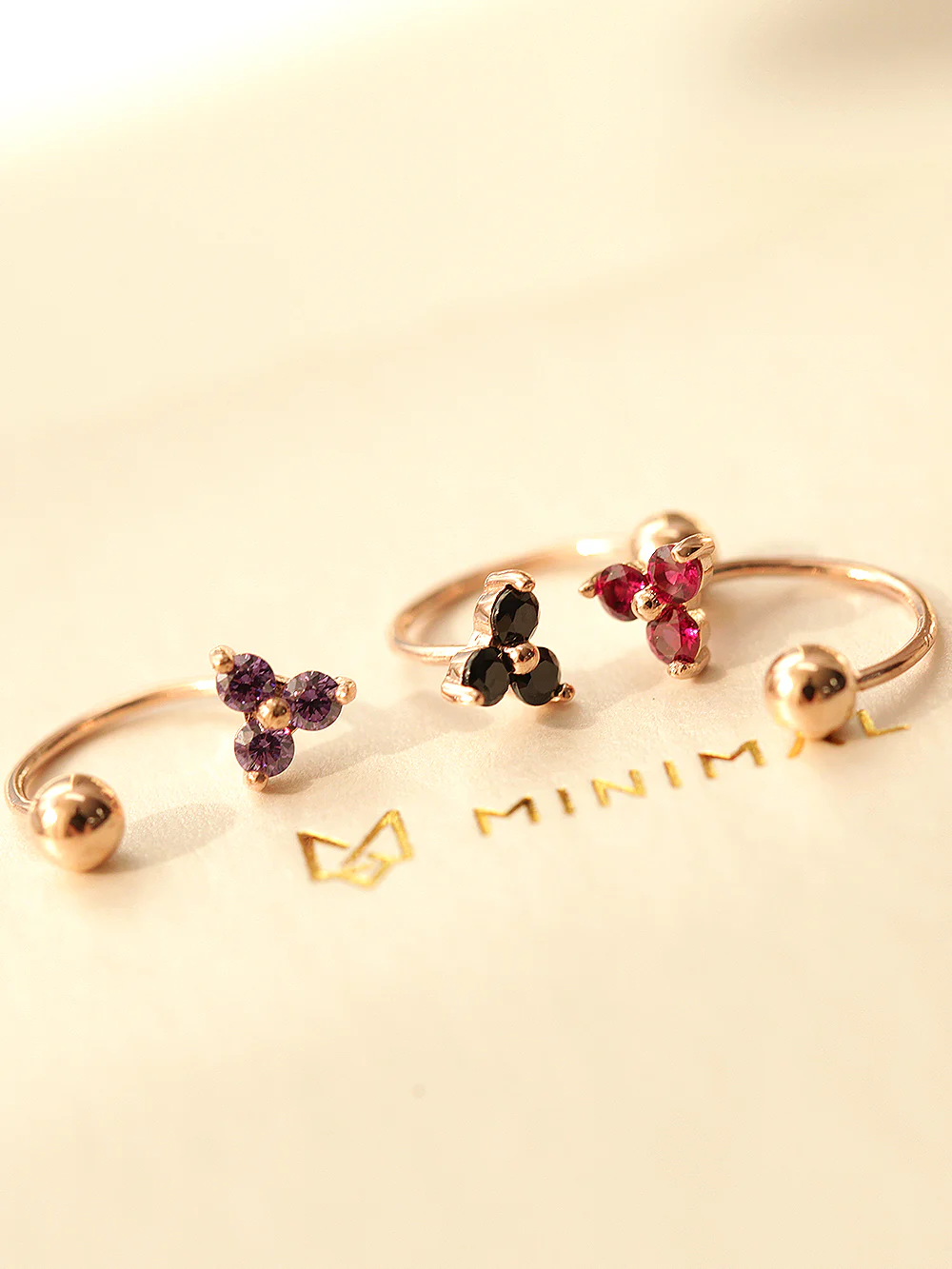 14K Gold Triangle Cubic Ball Curve Piercing 20G - Image 6