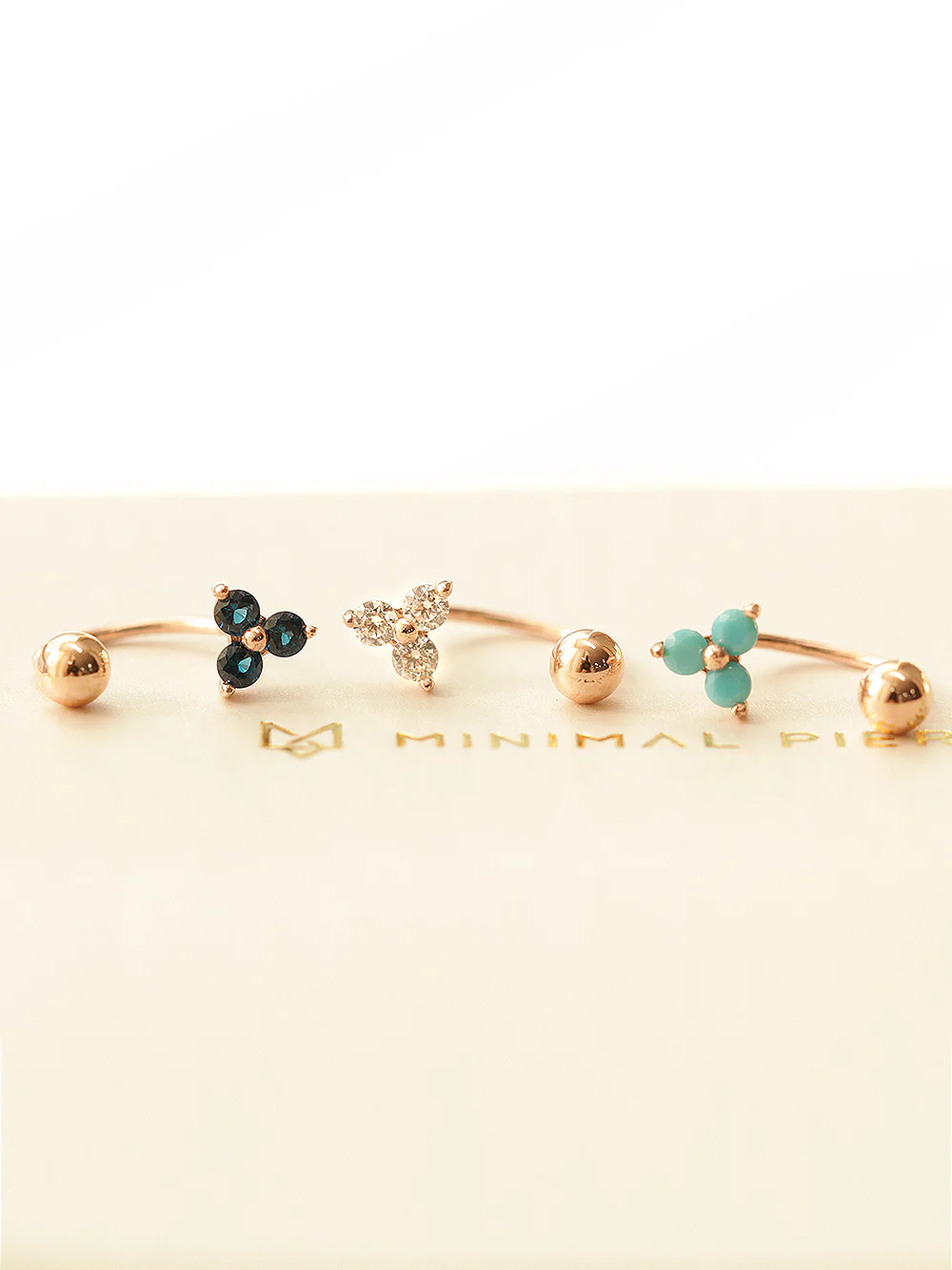 14K Gold Triangle Cubic Ball Curve Piercing 20G - Image 8