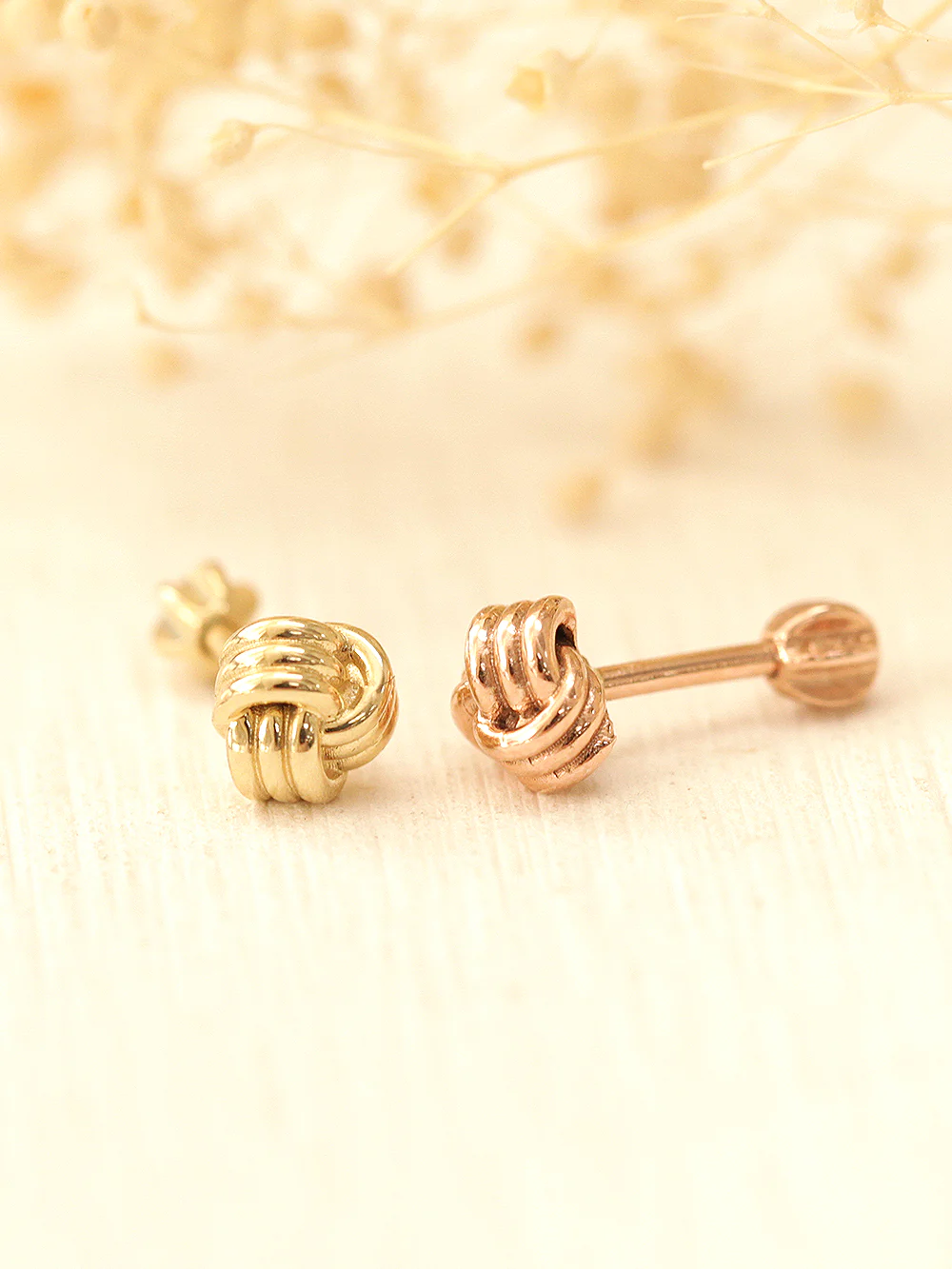 14K Gold Triangular Knot Cartilage Earring 18G16G - Image 2