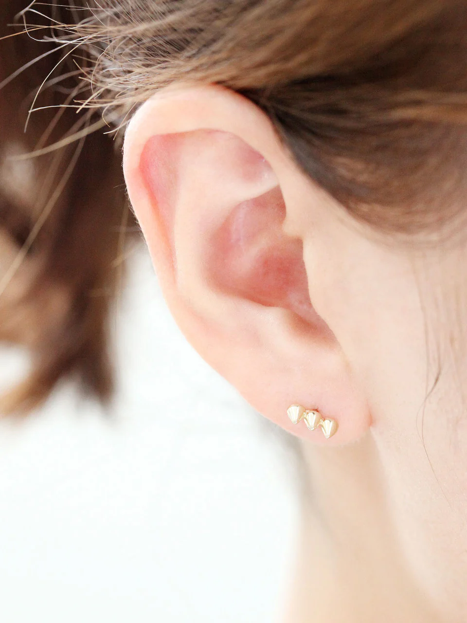14K Gold Triangular Pyramid Cartilage Earring 18G16G - Image 6