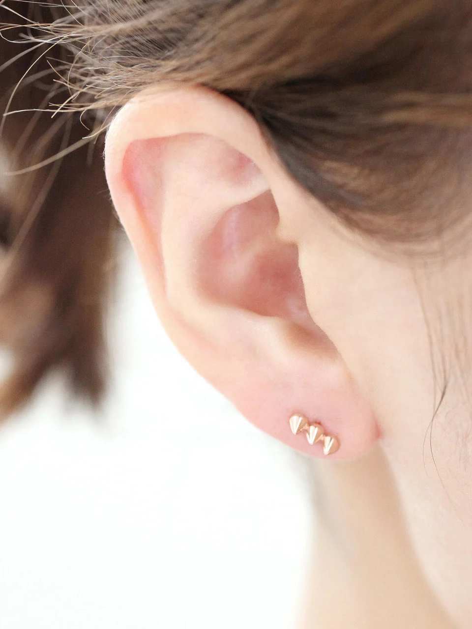 14K Gold Triangular Pyramid Cartilage Earring 18G16G - Image 7