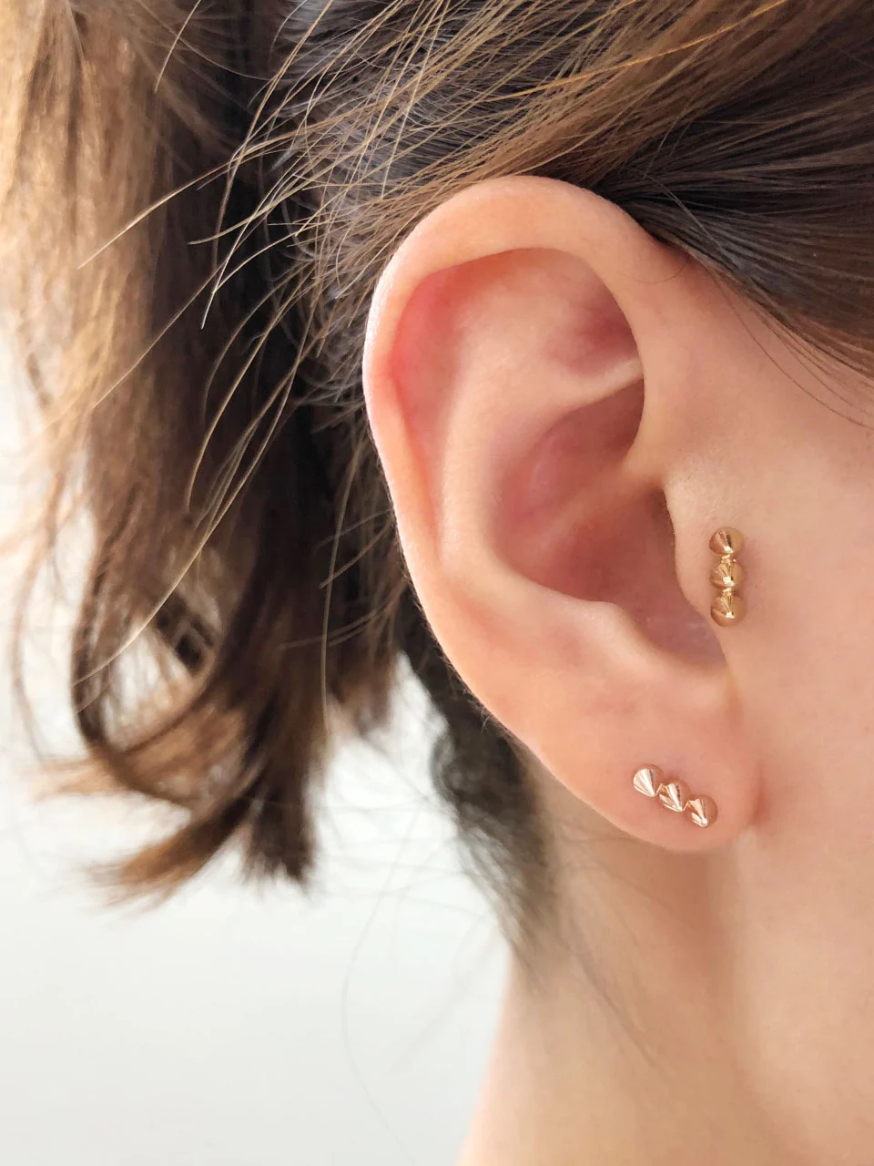 14K Gold Triangular Pyramid Cartilage Earring 18G16G - Image 9