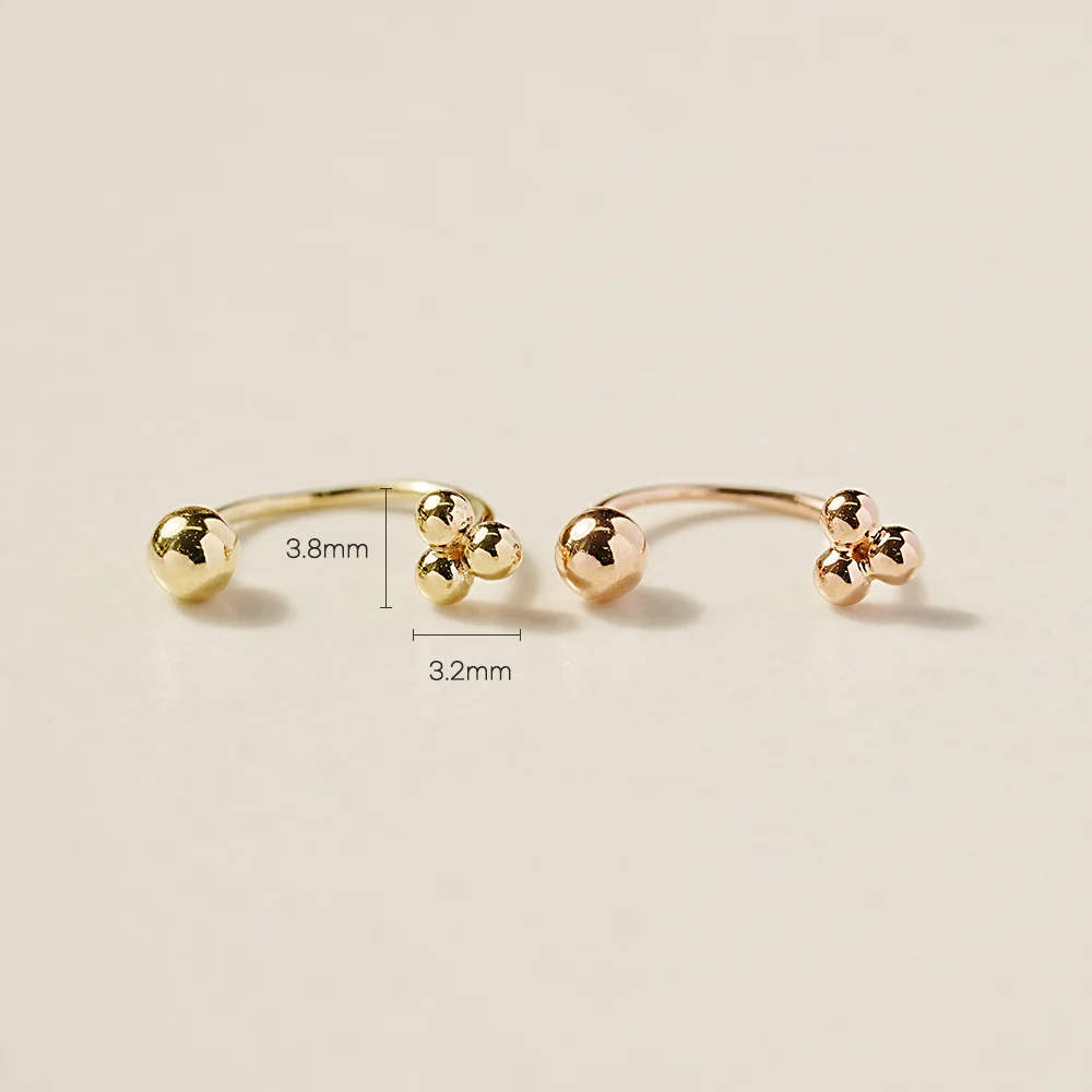 14K Gold Triangle Ball Curve Piercing 20G - Image 8