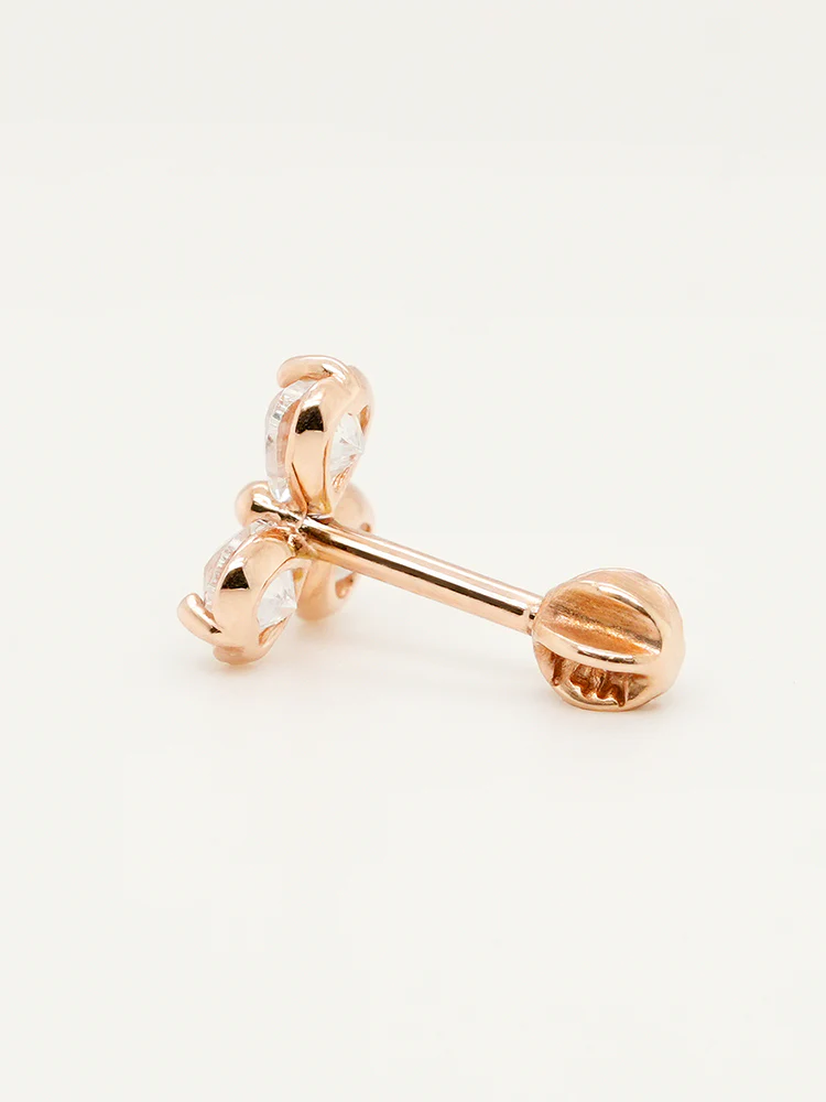 14K Gold Trio Clover Cartilage Earring 18G16G - Image 12