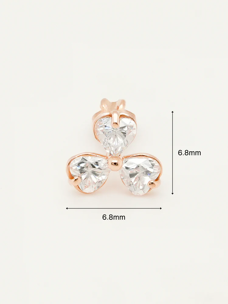 14K Gold Trio Clover Cartilage Earring 18G16G - Image 15