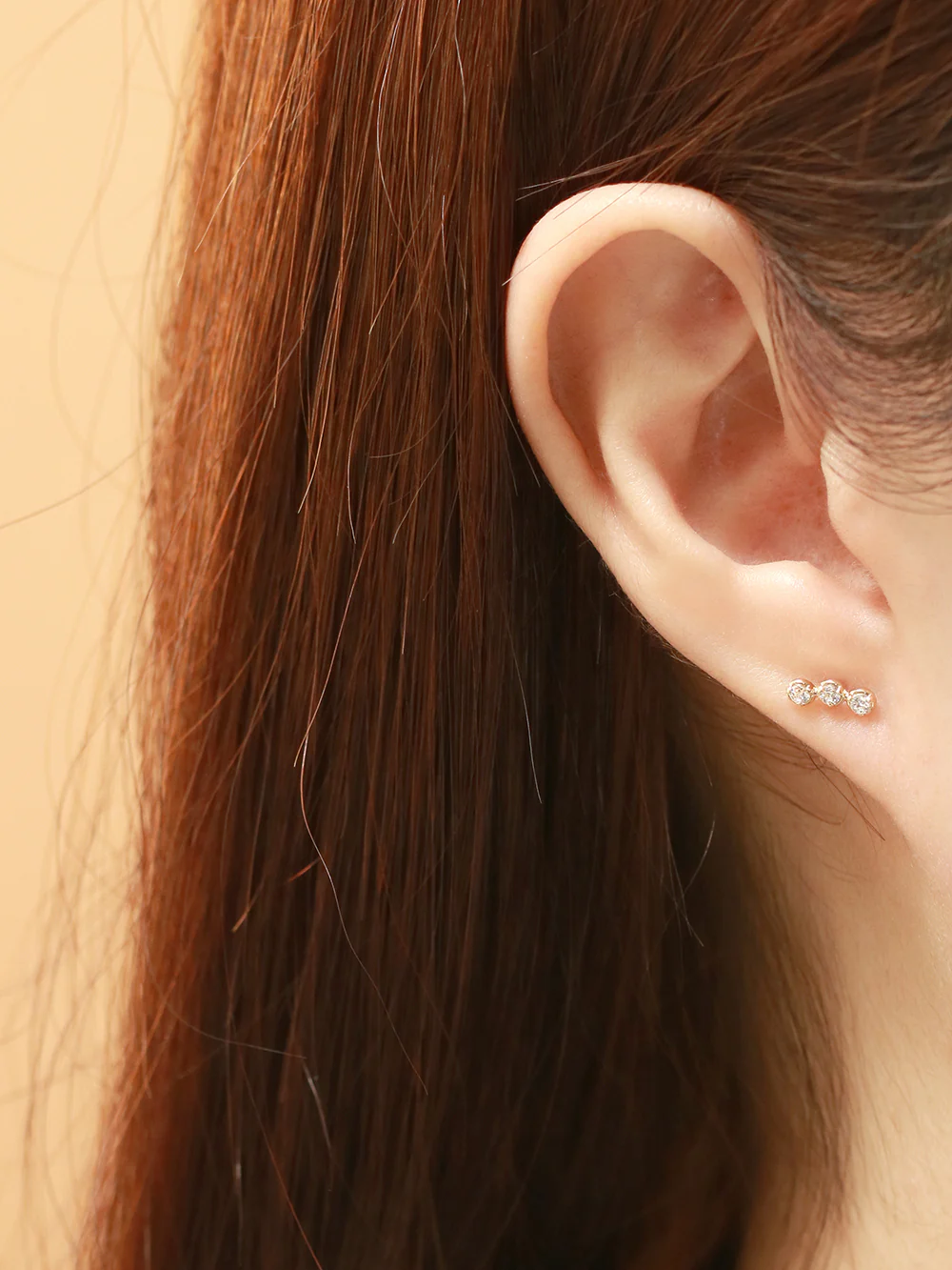 14K Gold Trio CZ Cartilage Earring 20G18G16G - Image 4