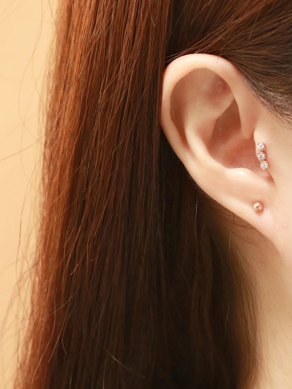 14K Gold Trio CZ Cartilage Earring 20G18G16G - Image 6
