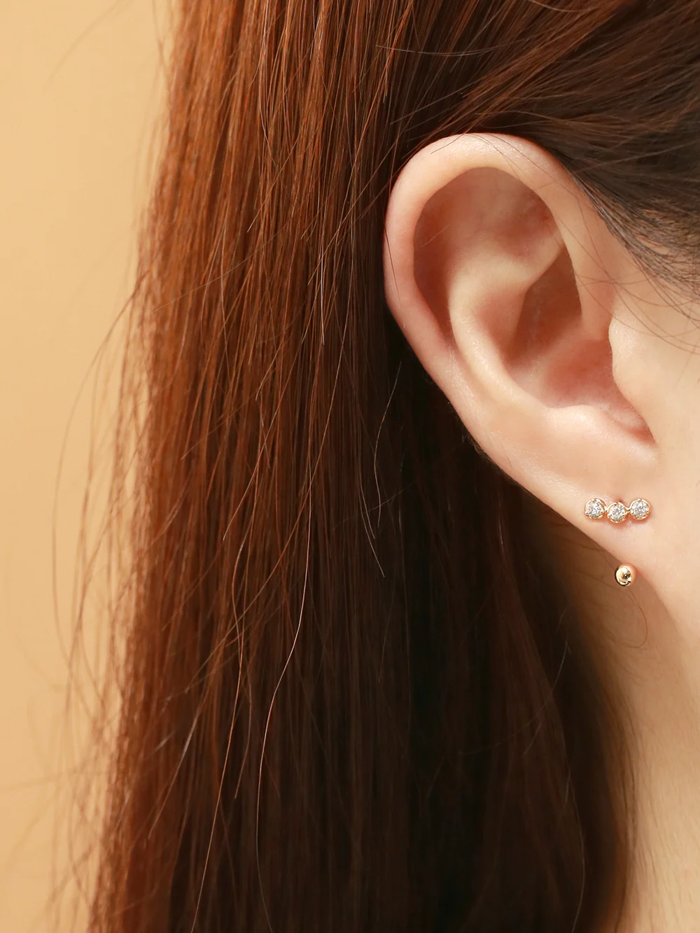 14K Gold Trio CZ Curve Piercing 20G - Image 8