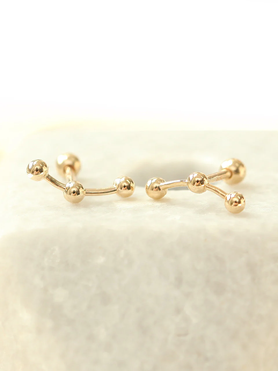 14K Gold Triple Ball Cartilage Earring 18G16G - Image 5