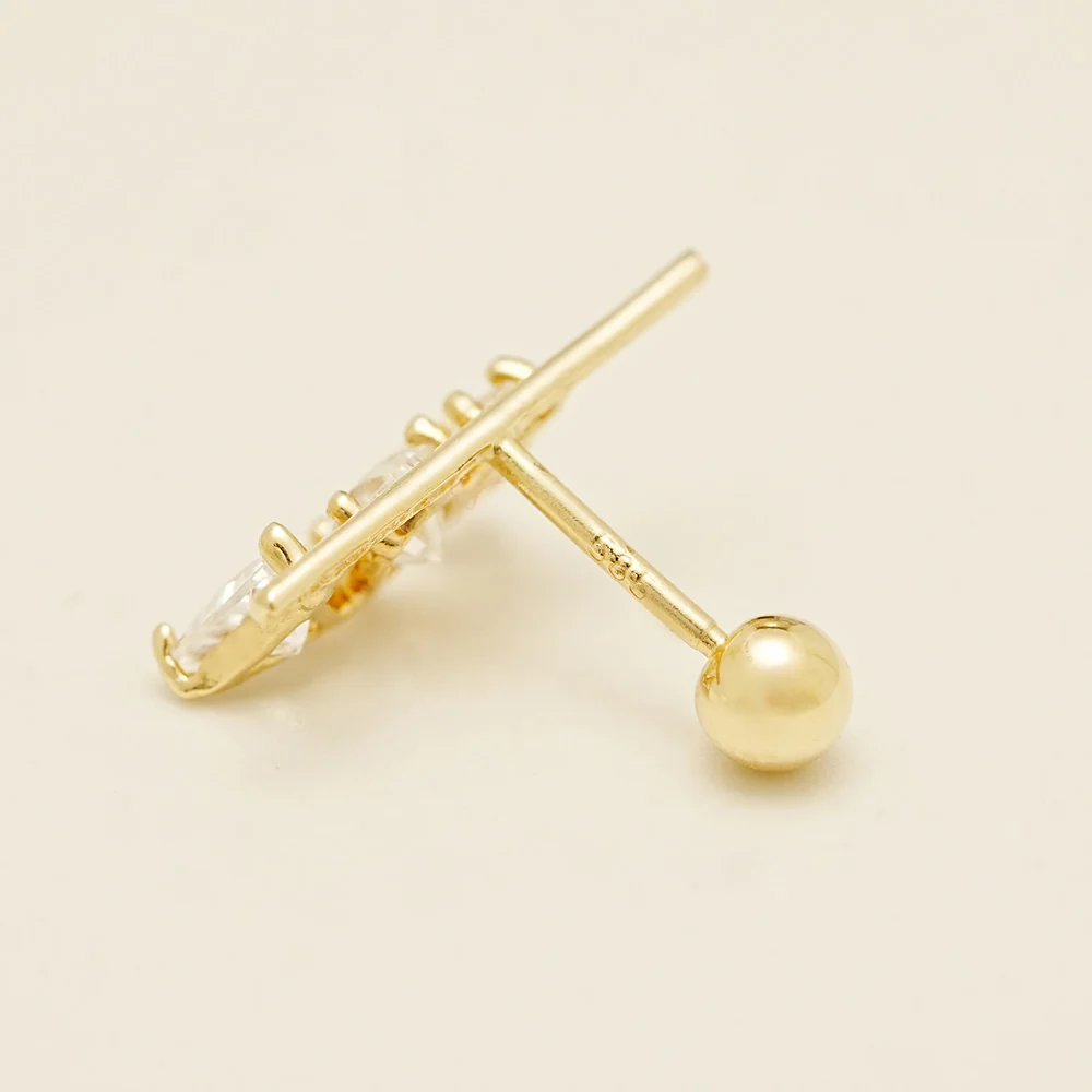14K Gold Triple Cubic Bar Cartilage Earring 20G18G16G - Image 16