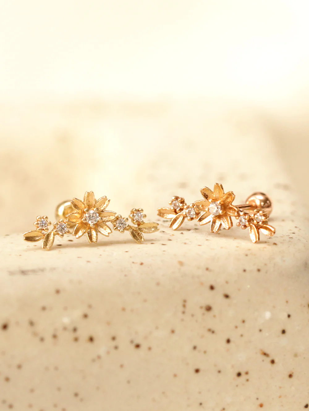 14K Gold Garland Flower Cartilage Piercing Earring 20G18G16G - Image 10