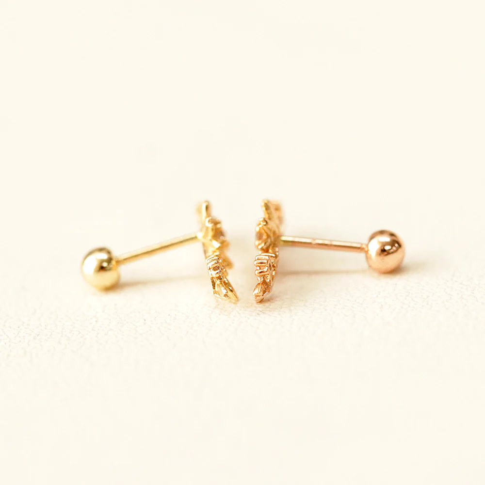 14K Gold Garland Flower Cartilage Piercing Earring 20G18G16G - Image 12