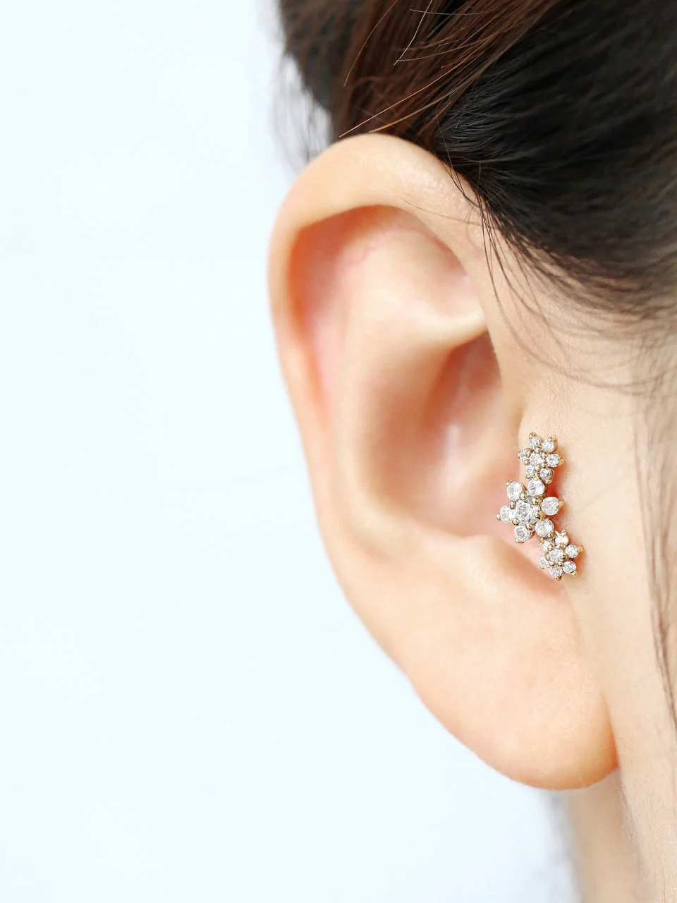 14K Gold Triple Flower Cartilage Earring 18G16G - Image 11