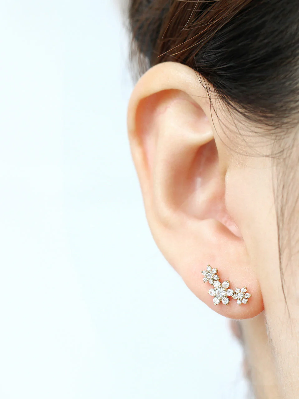 14K Gold Triple Flower Cartilage Earring 18G16G - Image 12