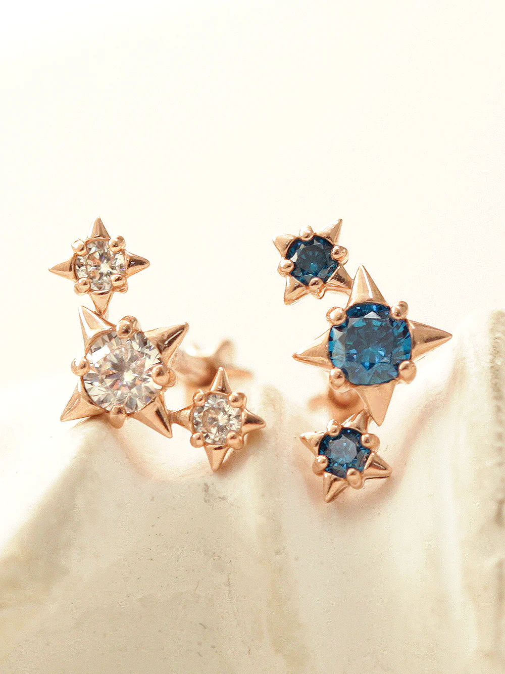 14K Gold Triple Stud Cubic Cartilage Earring 18G16G - Image 6