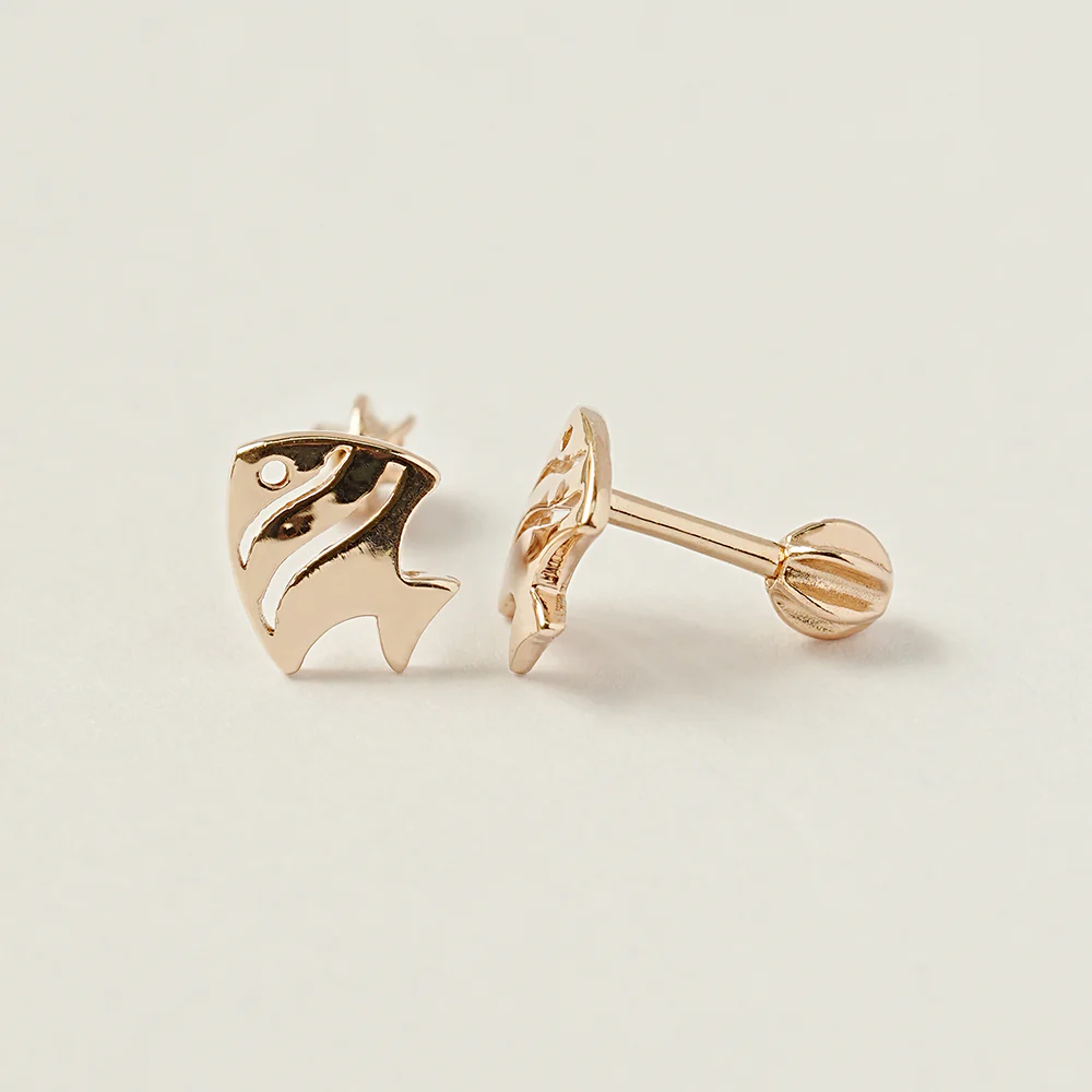 14K Gold Tropical Fish Cartilage Earring 18G16G - Image 13