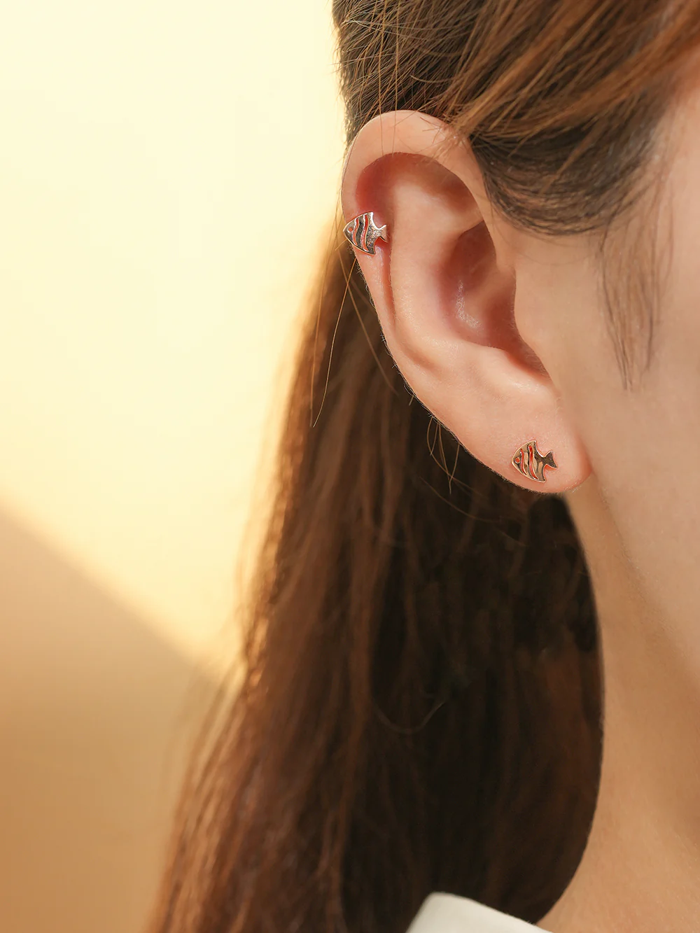 14K Gold Tropical Fish Cartilage Earring 18G16G - Image 7