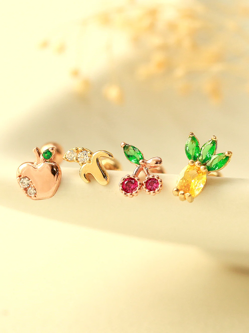 14K Gold Tropical Fruit Cubic Cartilage Earring 20G - Image 10