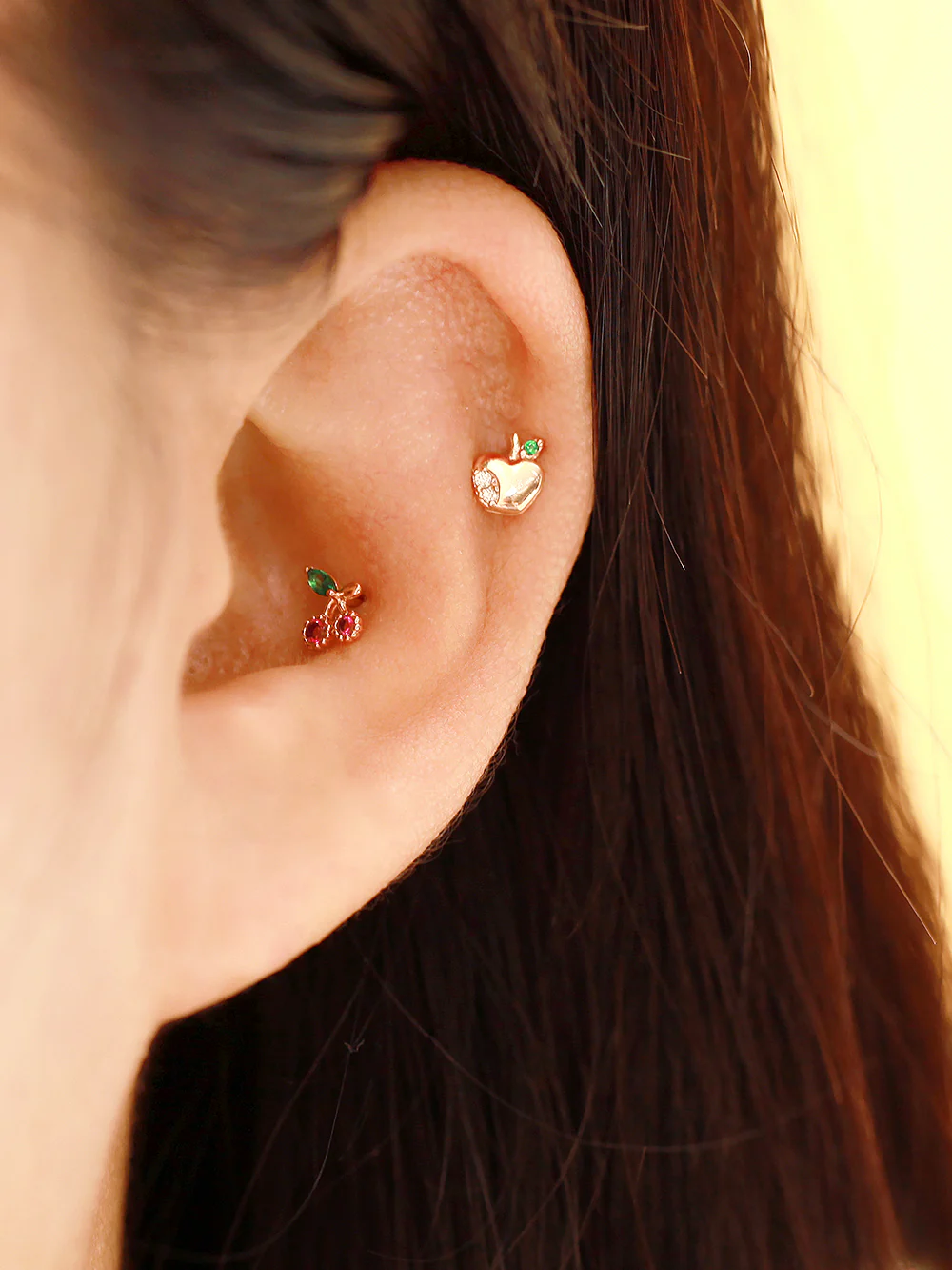 14K Gold Tropical Fruit Cubic Cartilage Earring 20G - Image 8