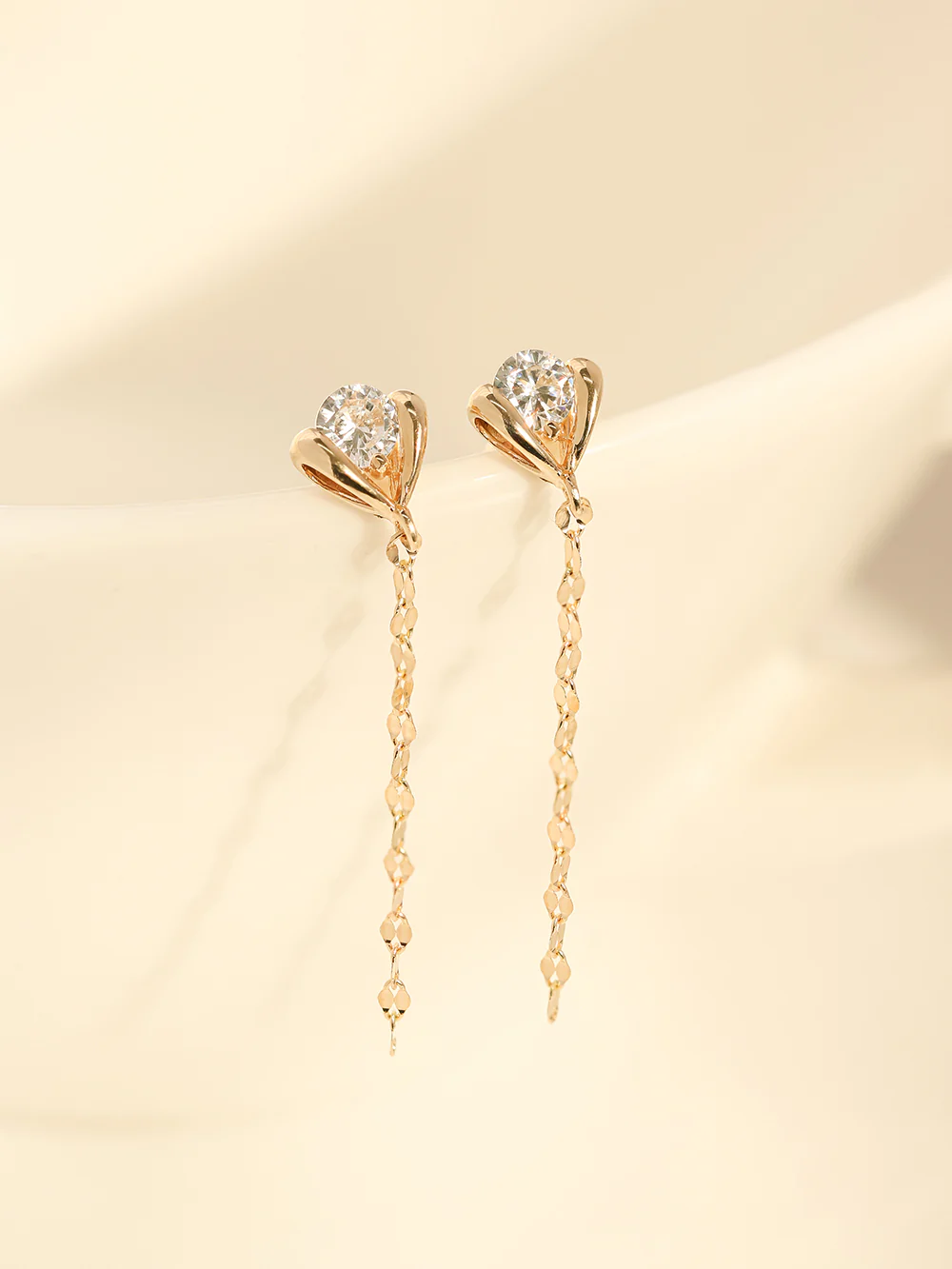 14K Gold Tulip Long Chain Cartilage Earring 20G18G16G