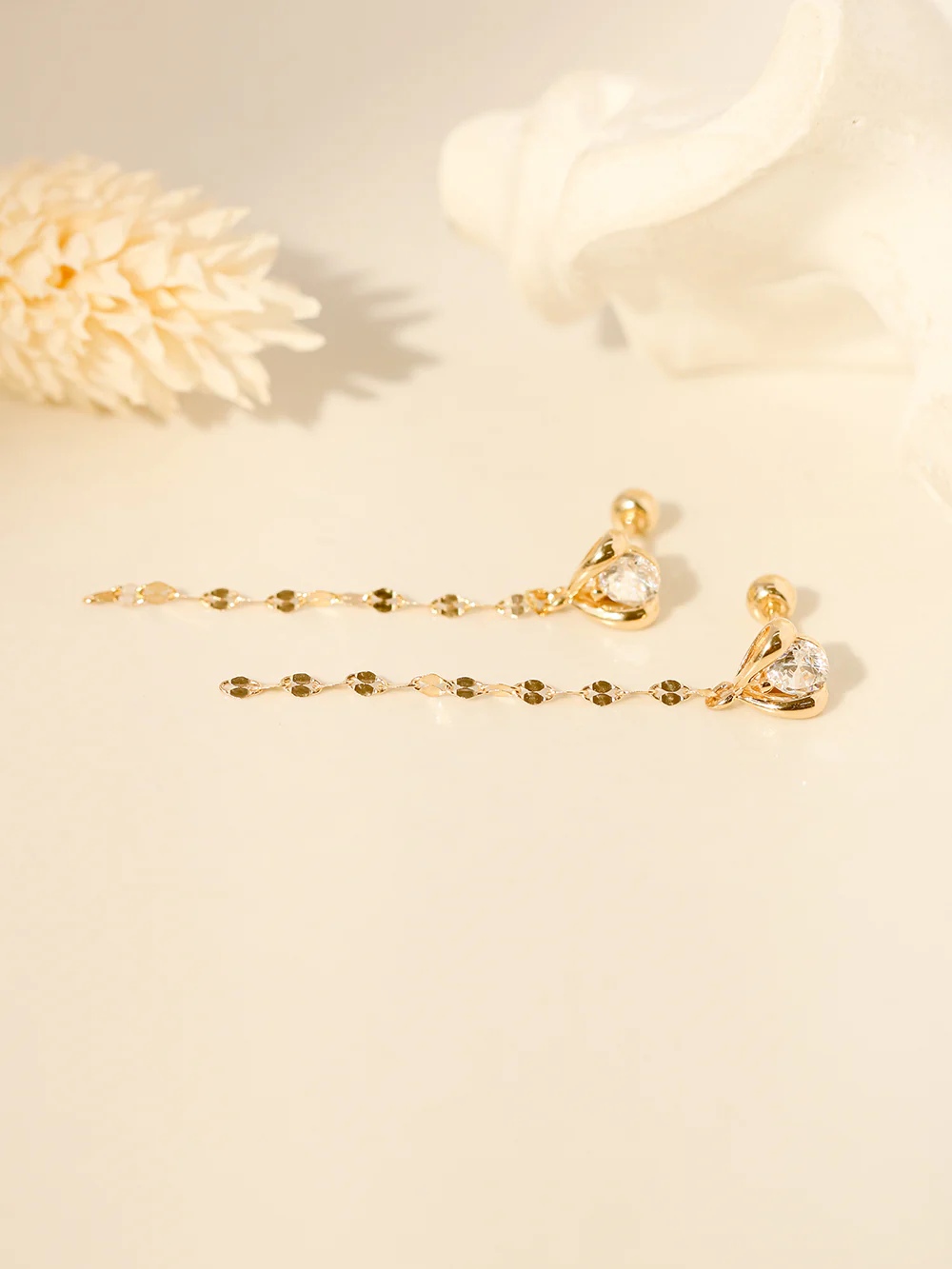 14K Gold Tulip Long Chain Cartilage Earring 20G18G16G - Image 7