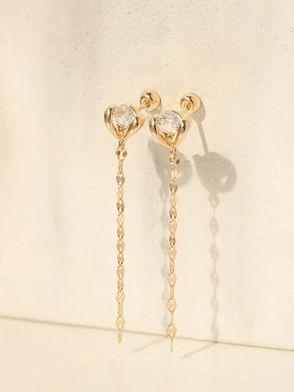 14K Gold Tulip Long Chain Cartilage Earring 20G18G16G - Image 9