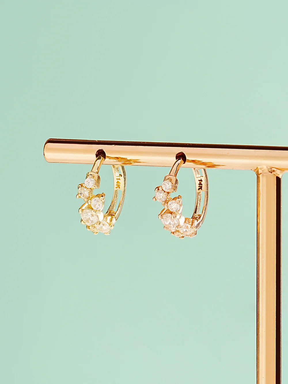 14K Gold Twinkle CZ Hoop Cartilage Earring - Image 10